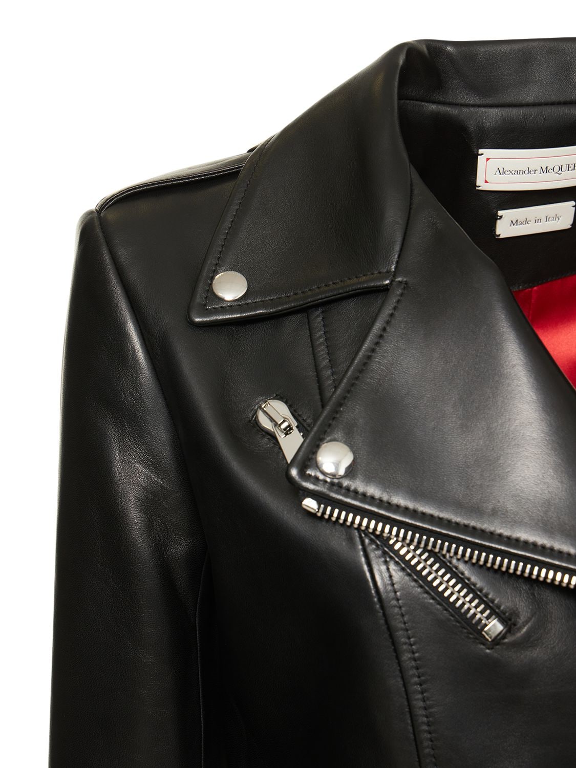 Shop Alexander Mcqueen Leather Jacket In Black