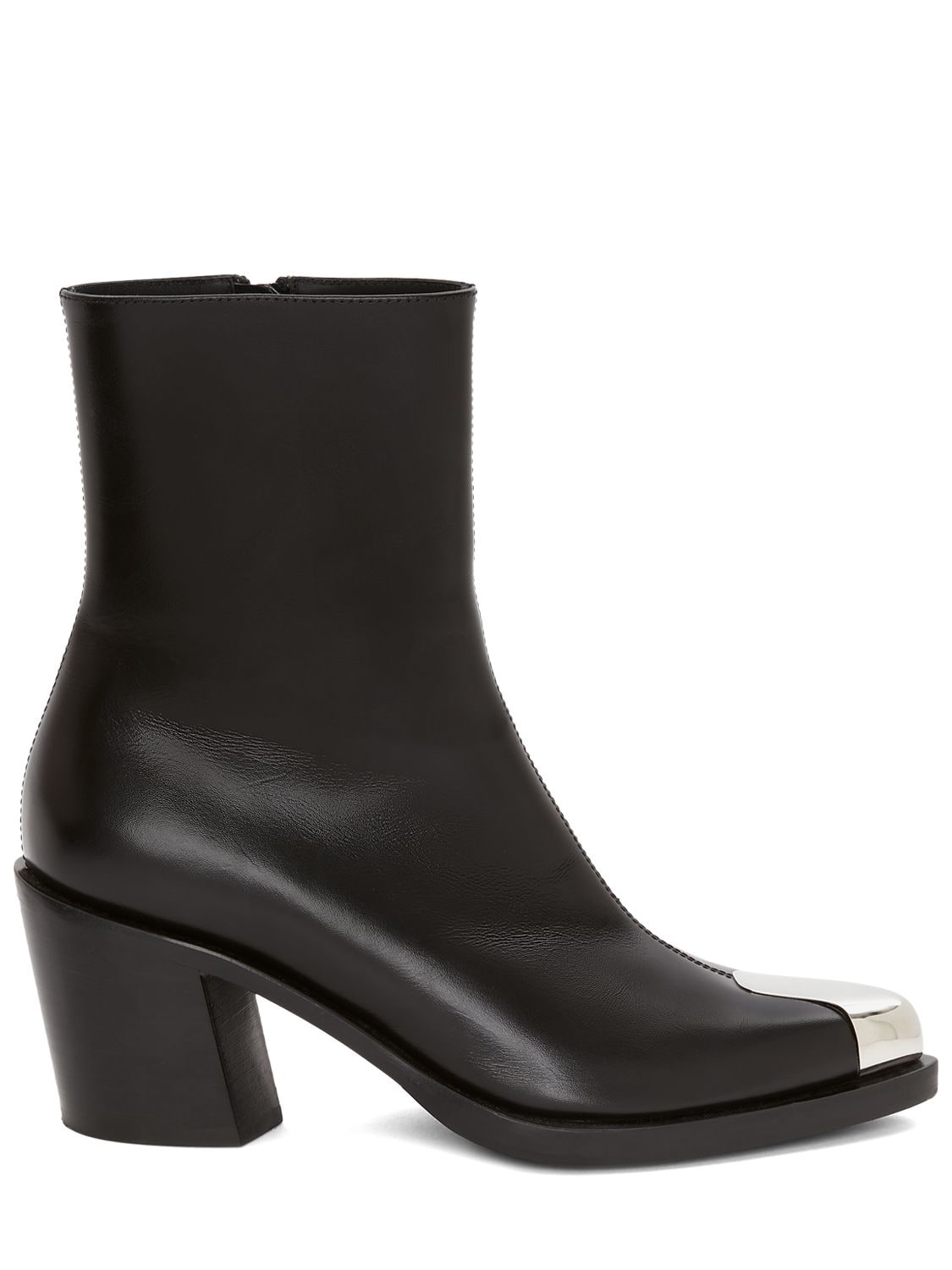 Alexander Mcqueen 45mm Punk Leather Cowboy Boots In Black