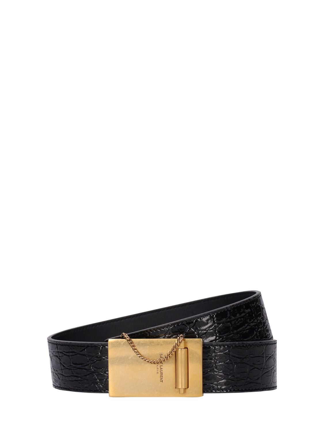 Monogram Patent Leather Belt in Black - Saint Laurent