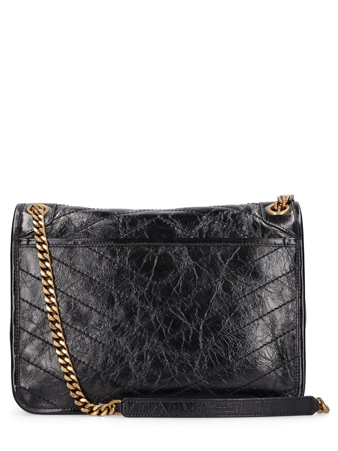 Shop Saint Laurent Medium Niki Vintage Leather Shoulder Bag In Black