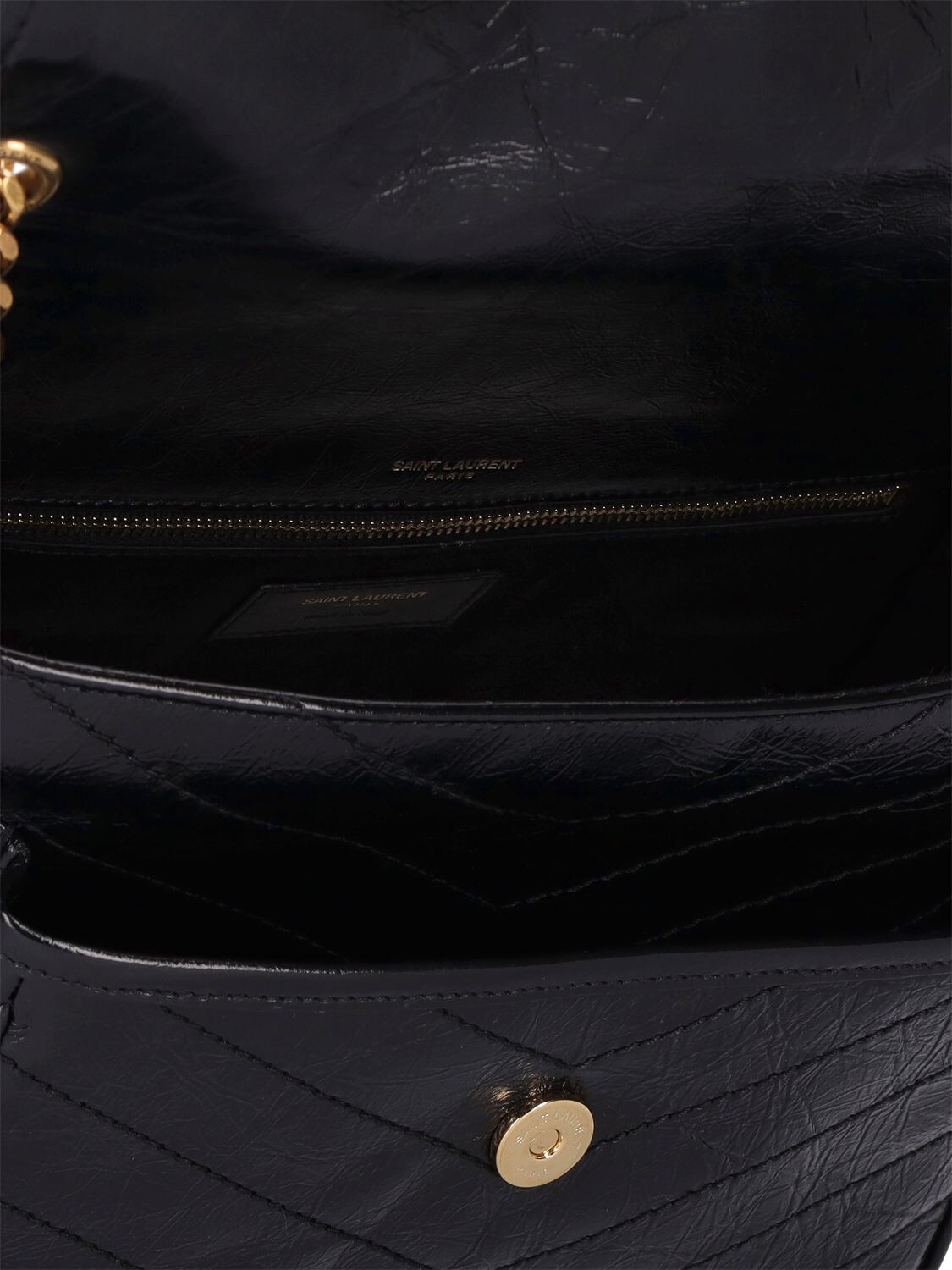 Shop Saint Laurent Medium Niki Vintage Leather Shoulder Bag In Black