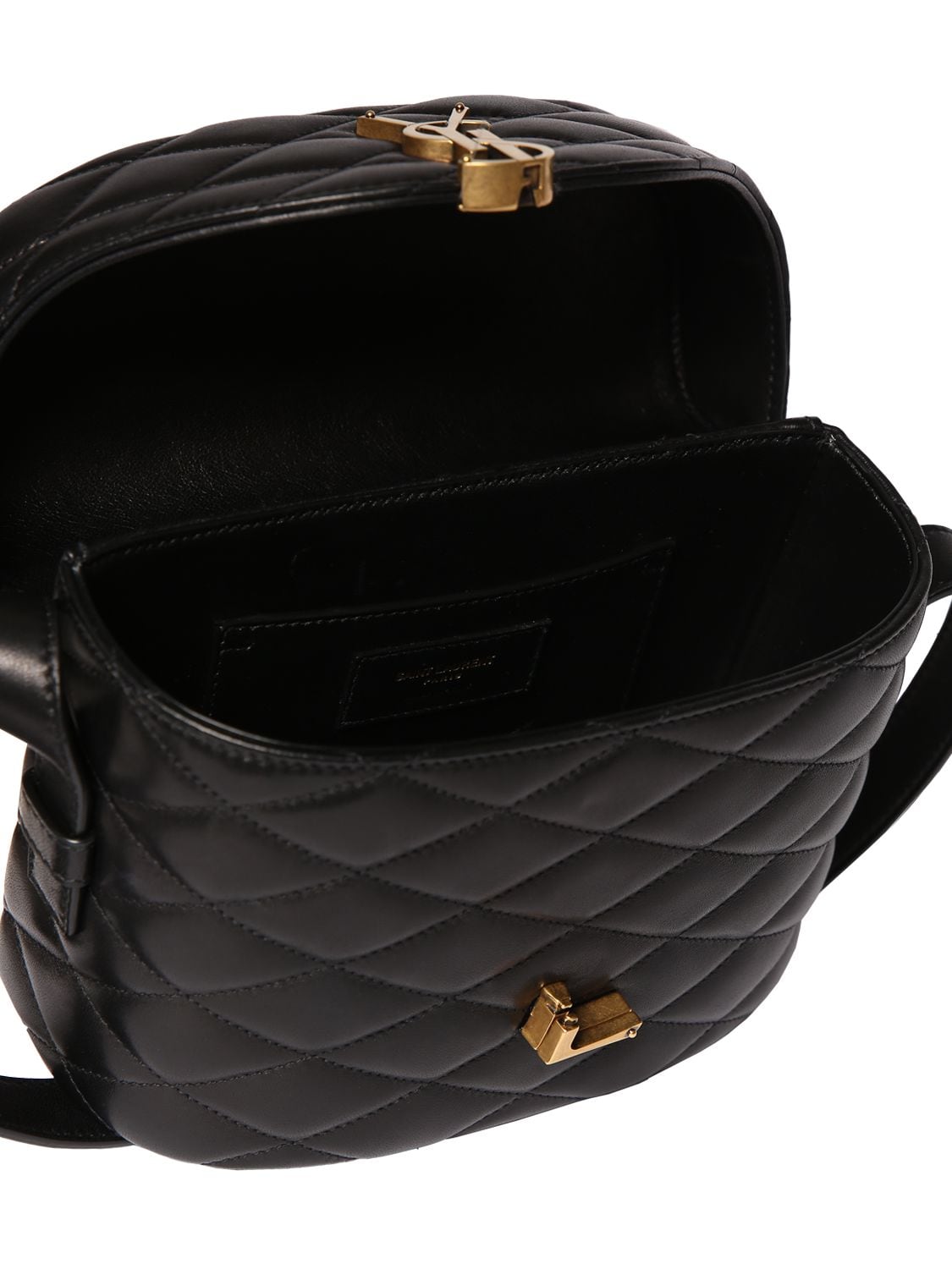 Shop Saint Laurent June Box Leather Shoulder Bag In Black