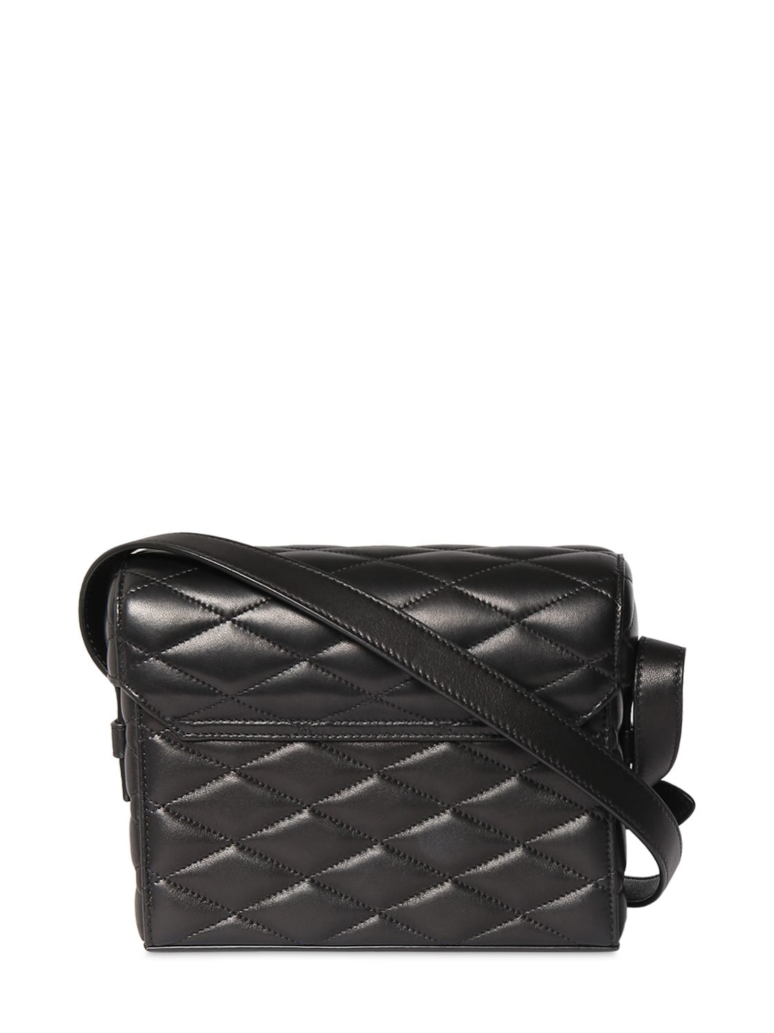Shop Saint Laurent June Box Leather Shoulder Bag In Black