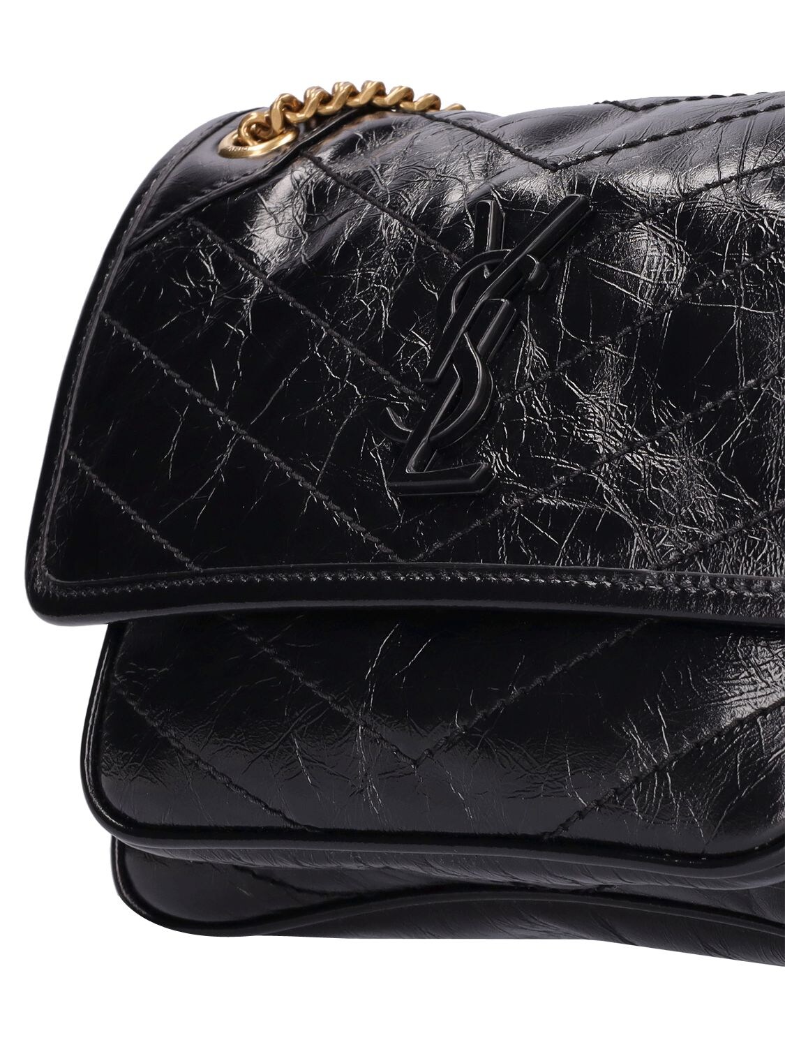 Shop Saint Laurent Baby Niki Leather Shoulder Bag In Black