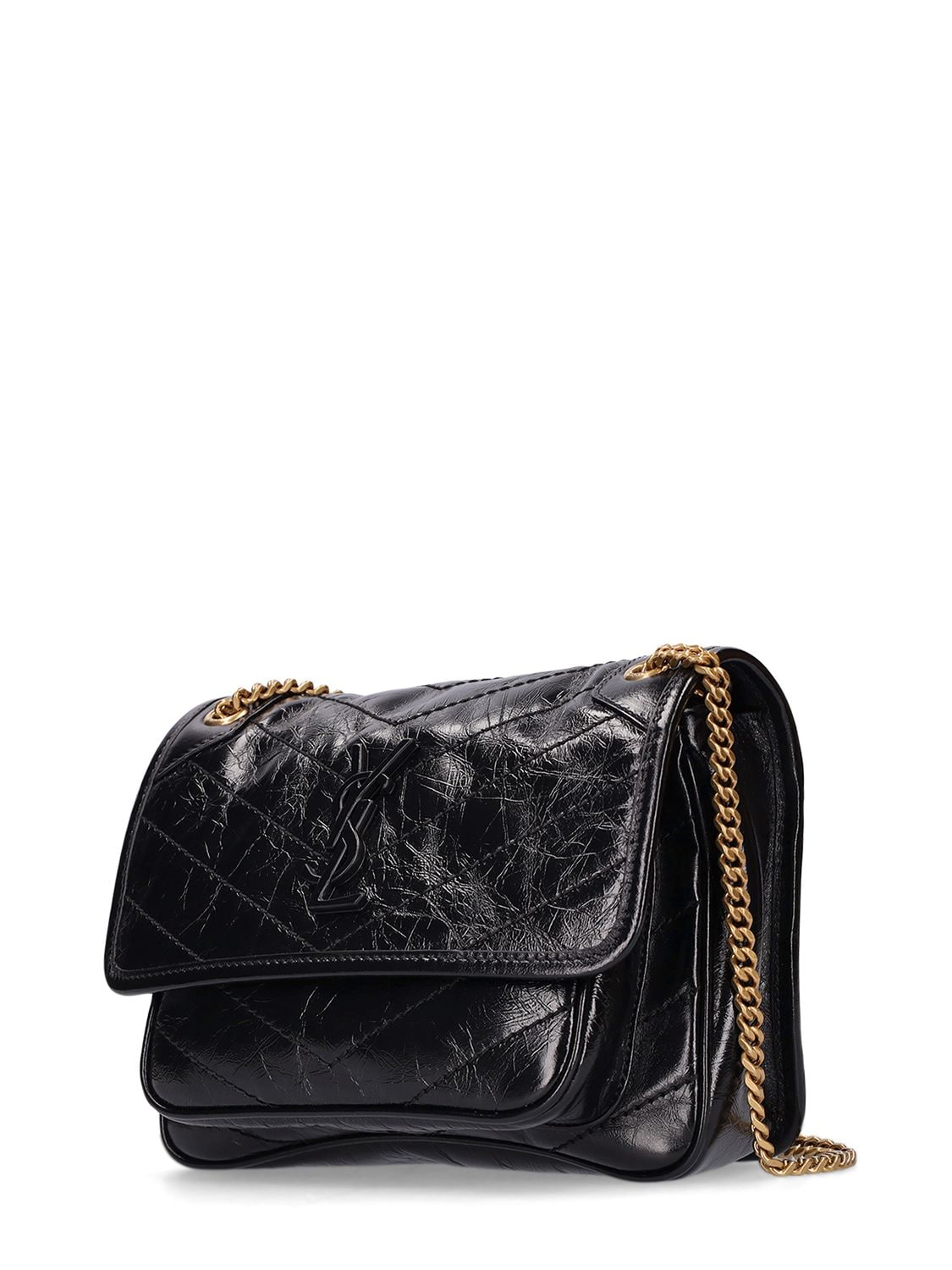 Shop Saint Laurent Baby Niki Leather Shoulder Bag In Black