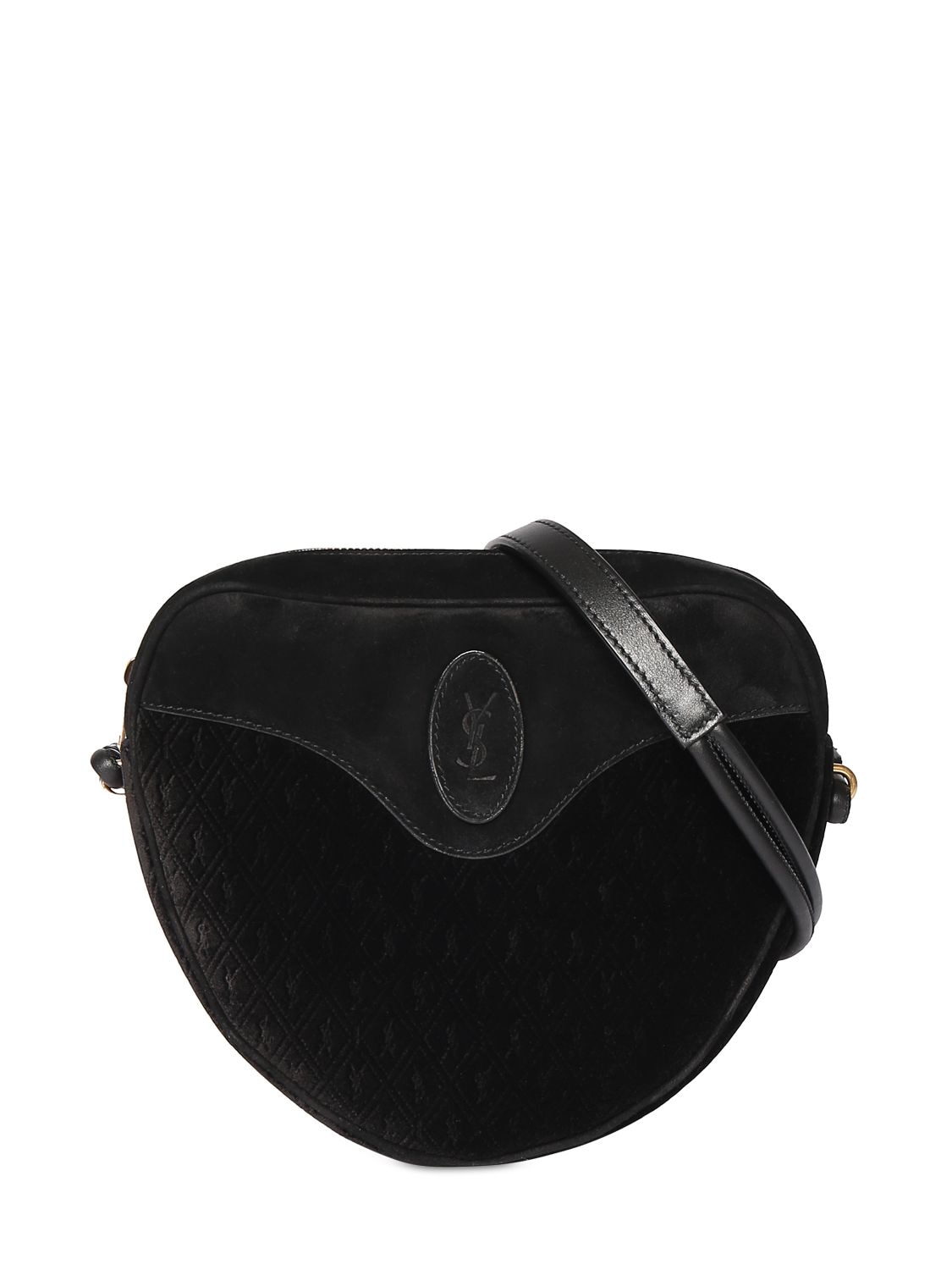Saint Laurent Le Monogramme Coeur Suede Shoulder Bag In Black | ModeSens