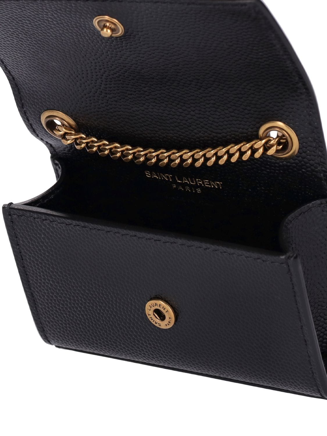 Shop Saint Laurent Kate Leather Airpods Case In Black