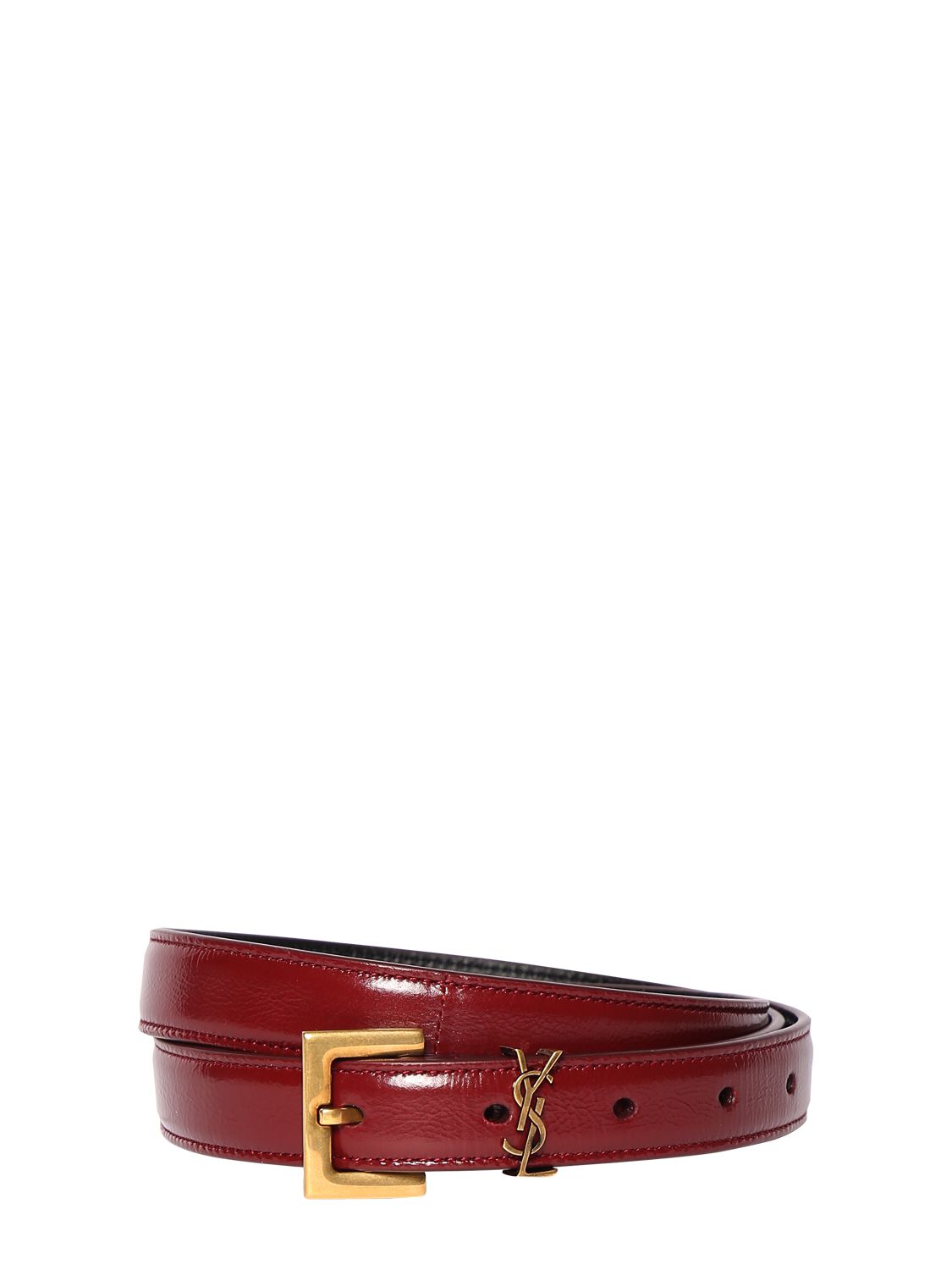 Saint Laurent 2cm Cassandre Leather Belt In Red Agate ModeSens