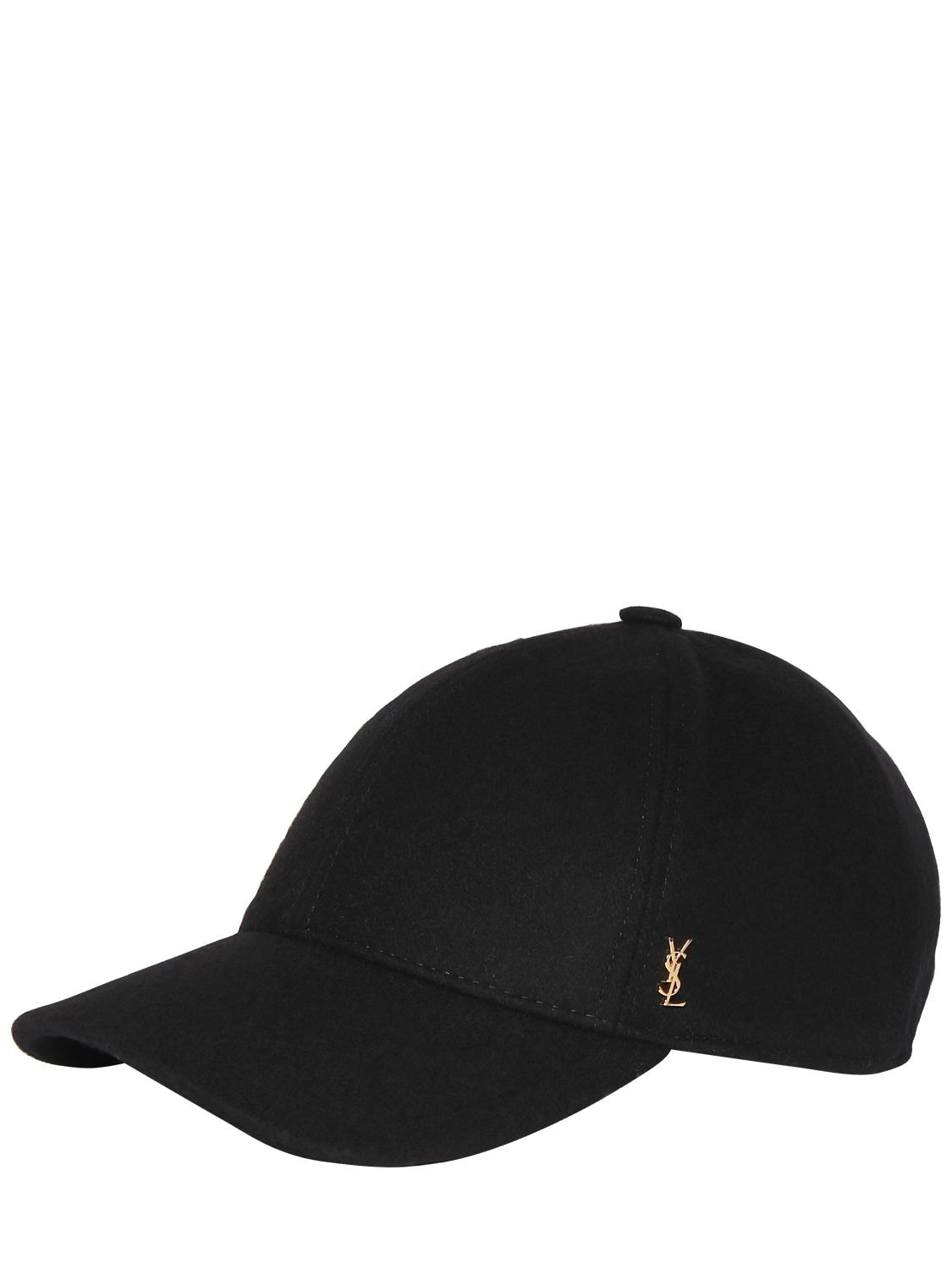 Shop Saint Laurent Wool Blend Baseball Hat In Black