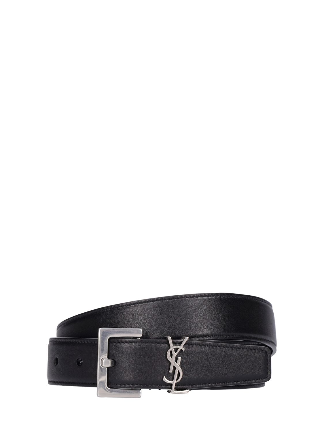 Saint Laurent Monogram Belt in Smooth Leather - Black - Belts