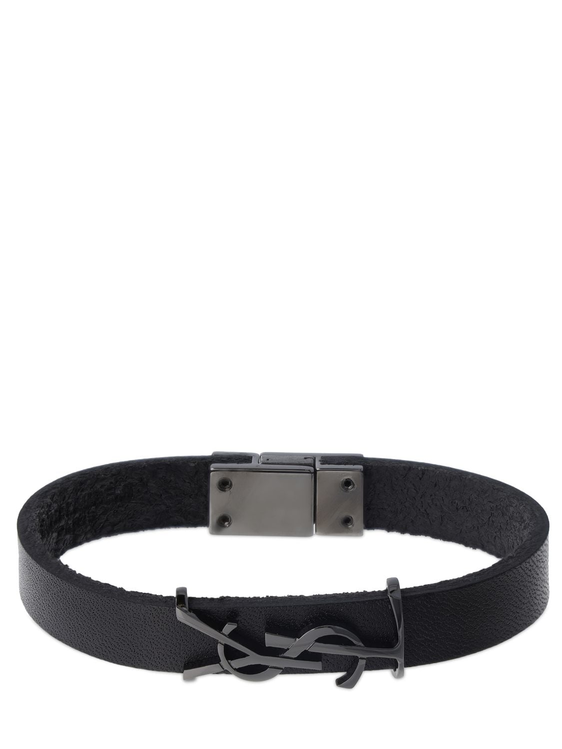 Saint Laurent Ysl Leather Bracelet In 블랙