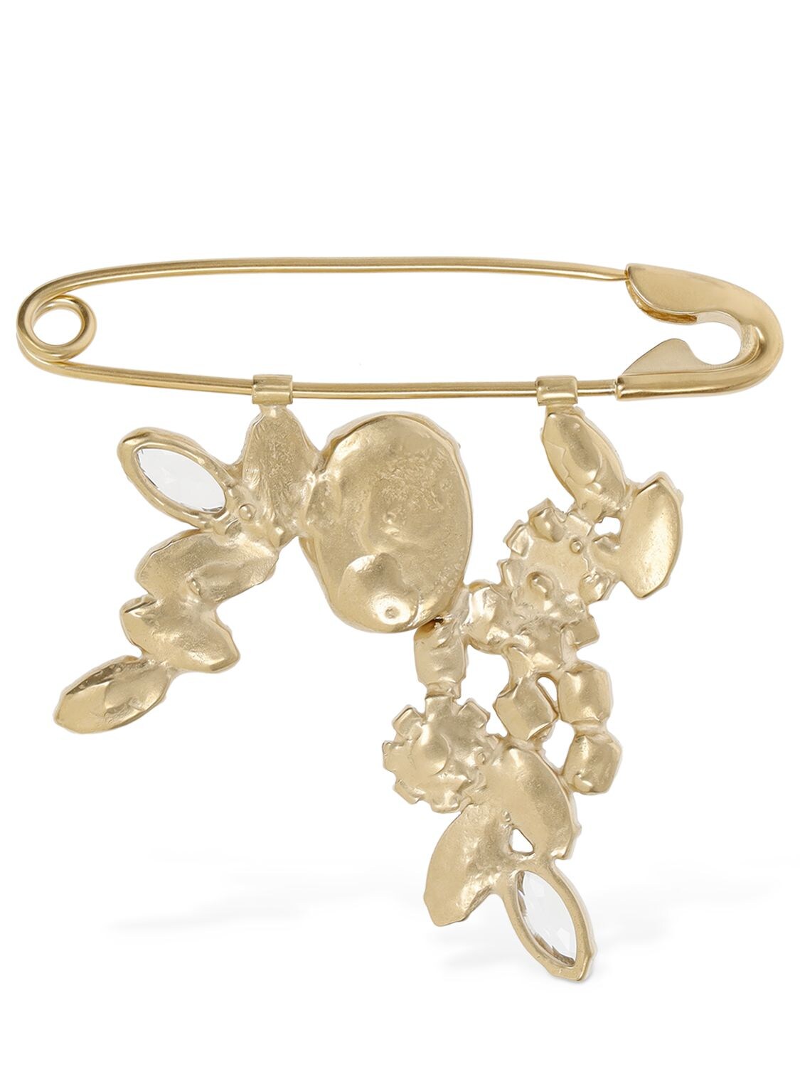 Shop Maison Margiela Reversible Drop Flowers Brooch In Gold