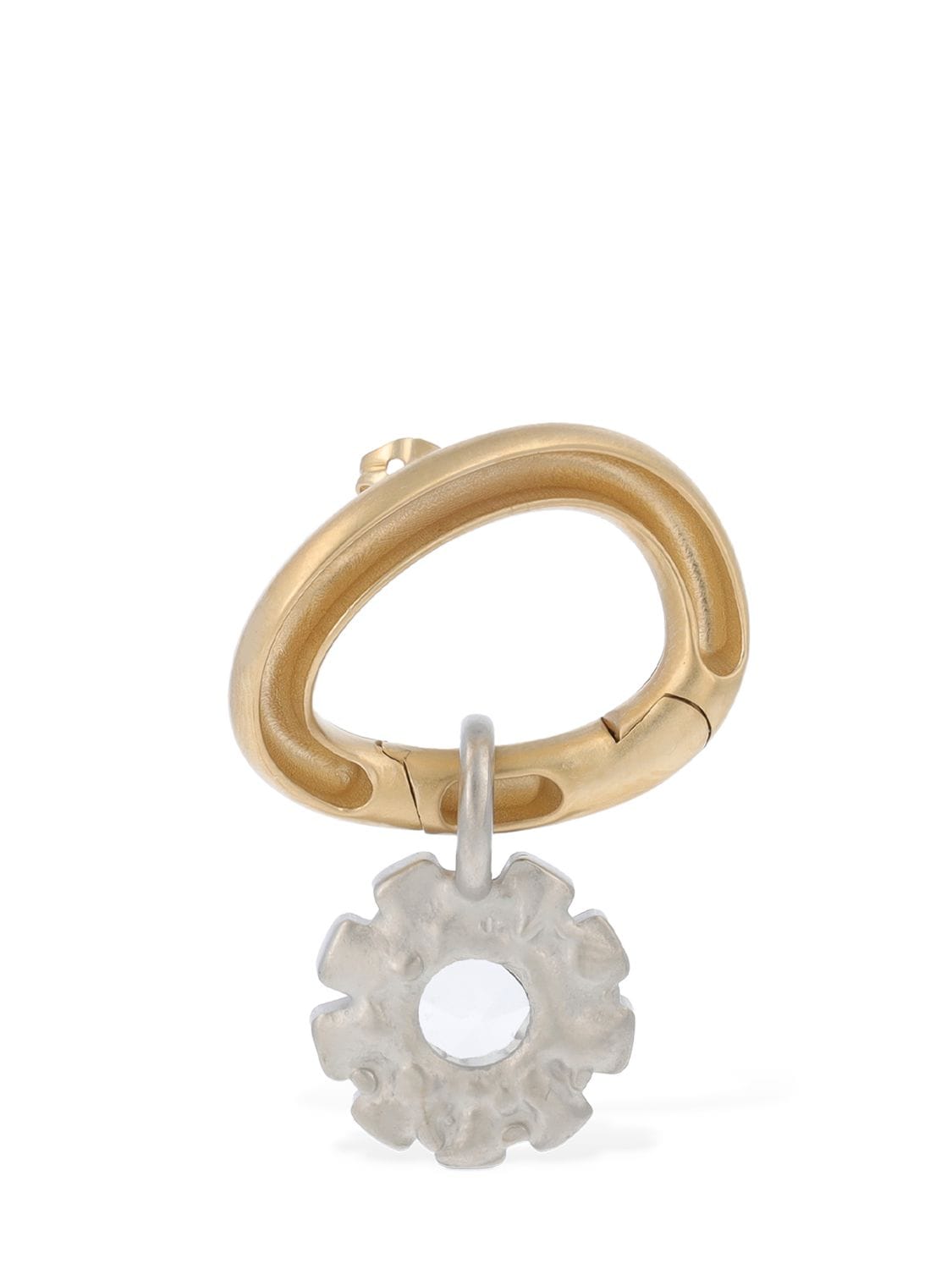 Maison Margiela Bicolor Crystal Flower Mono Earring In Gold,silver