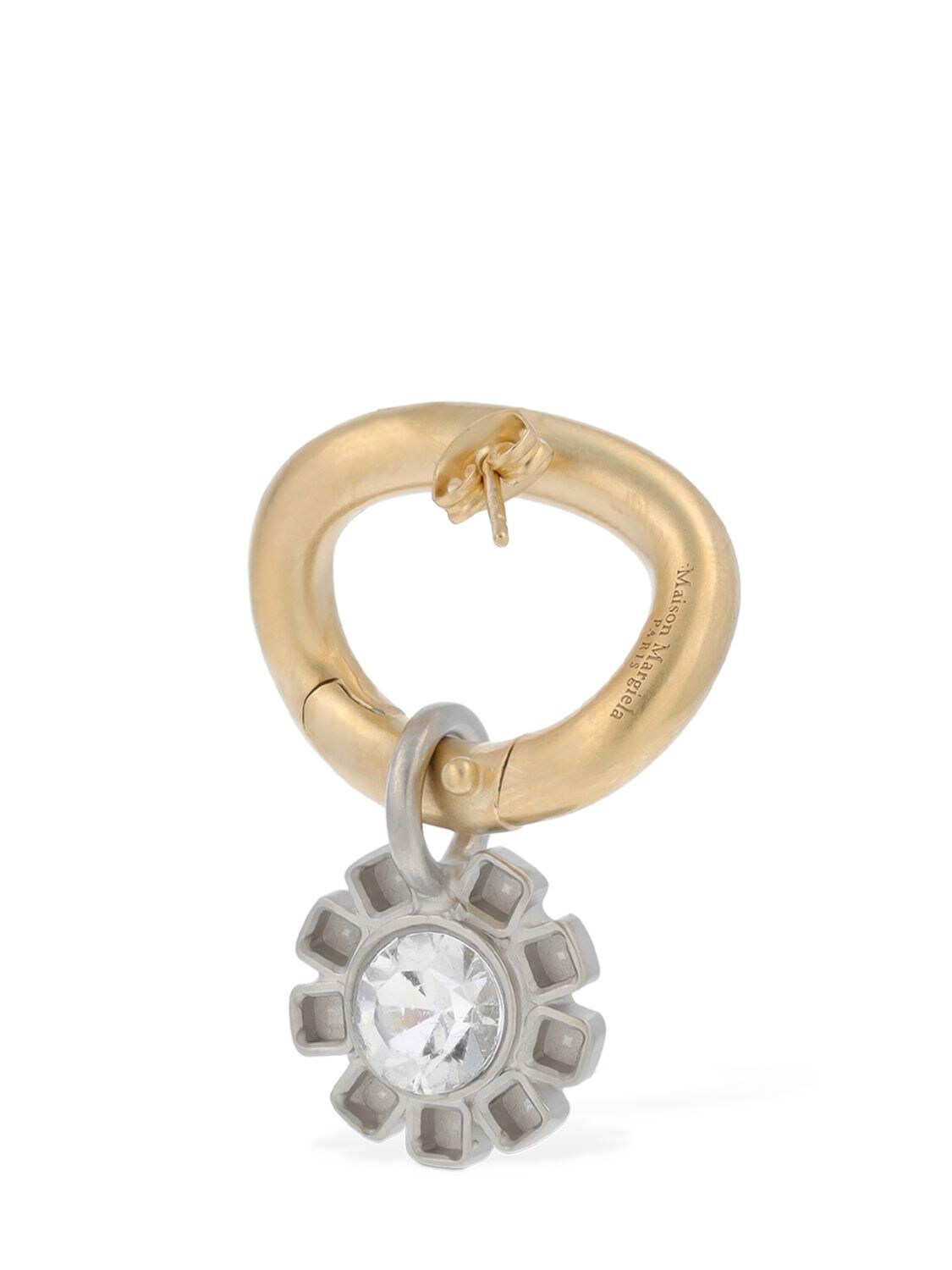 Shop Maison Margiela Bicolor Crystal Flower Mono Earring In Gold,silver