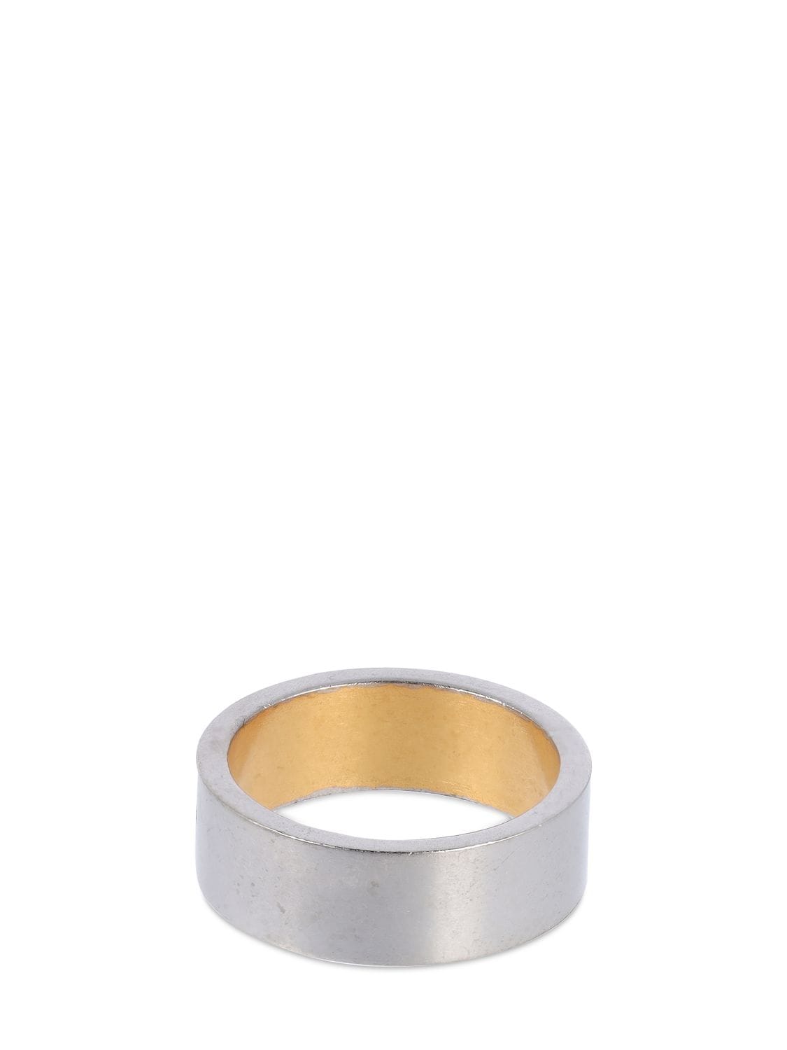 Shop Maison Margiela Bicolor Thick Ring In Palladium,gold