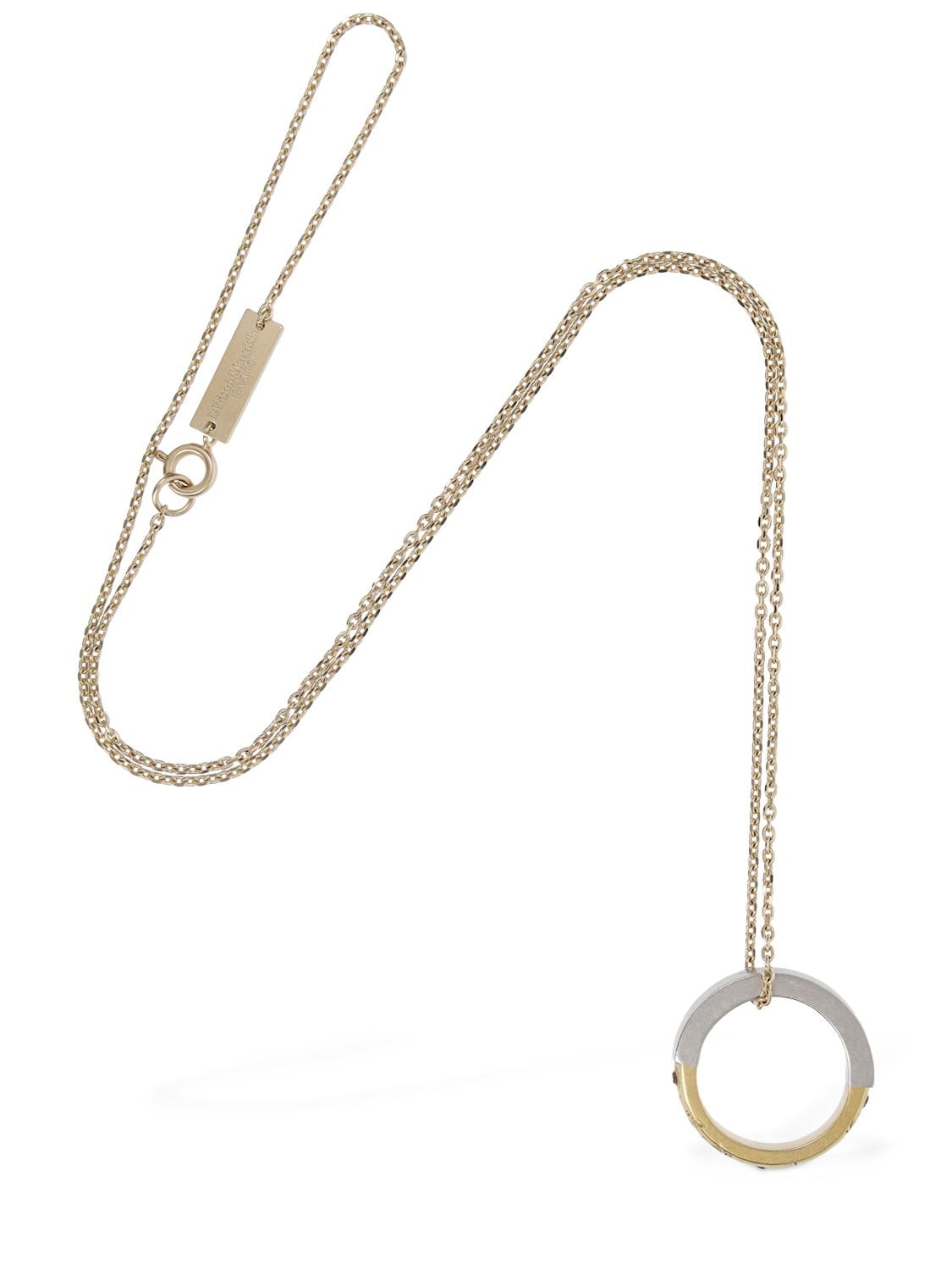 Maison Margiela Bicolor Crystal Ring Charm Necklace In Gold
