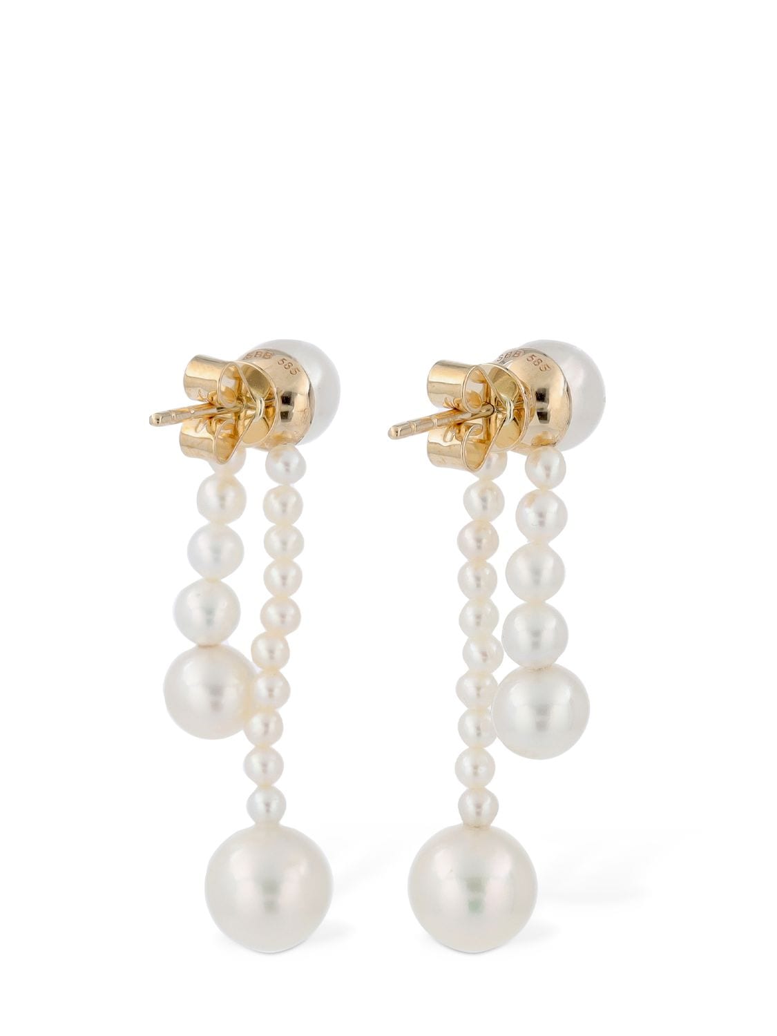 Shop Sophie Bille Brahe Ruban De Perle Drop Earrings In Pearl