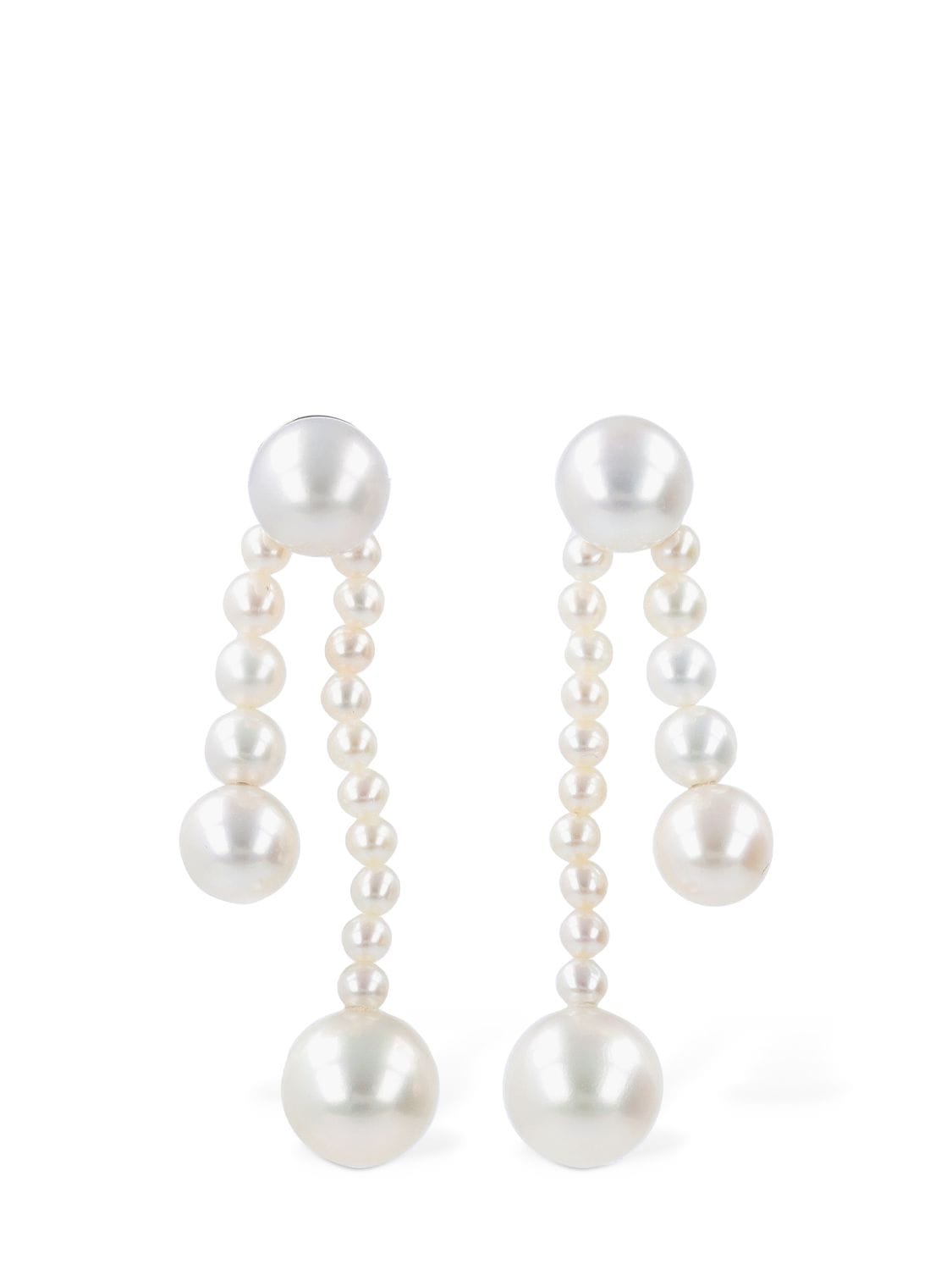 Shop Sophie Bille Brahe Ruban De Perle Drop Earrings In Pearl