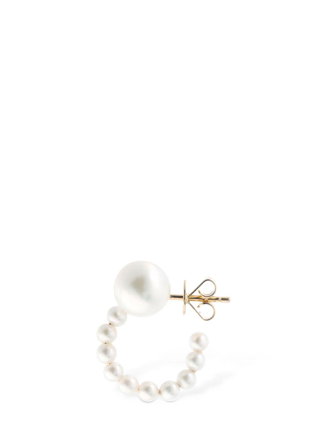 Shop Sophie Bille Brahe Lien De Perles Mono Earring In Pearl