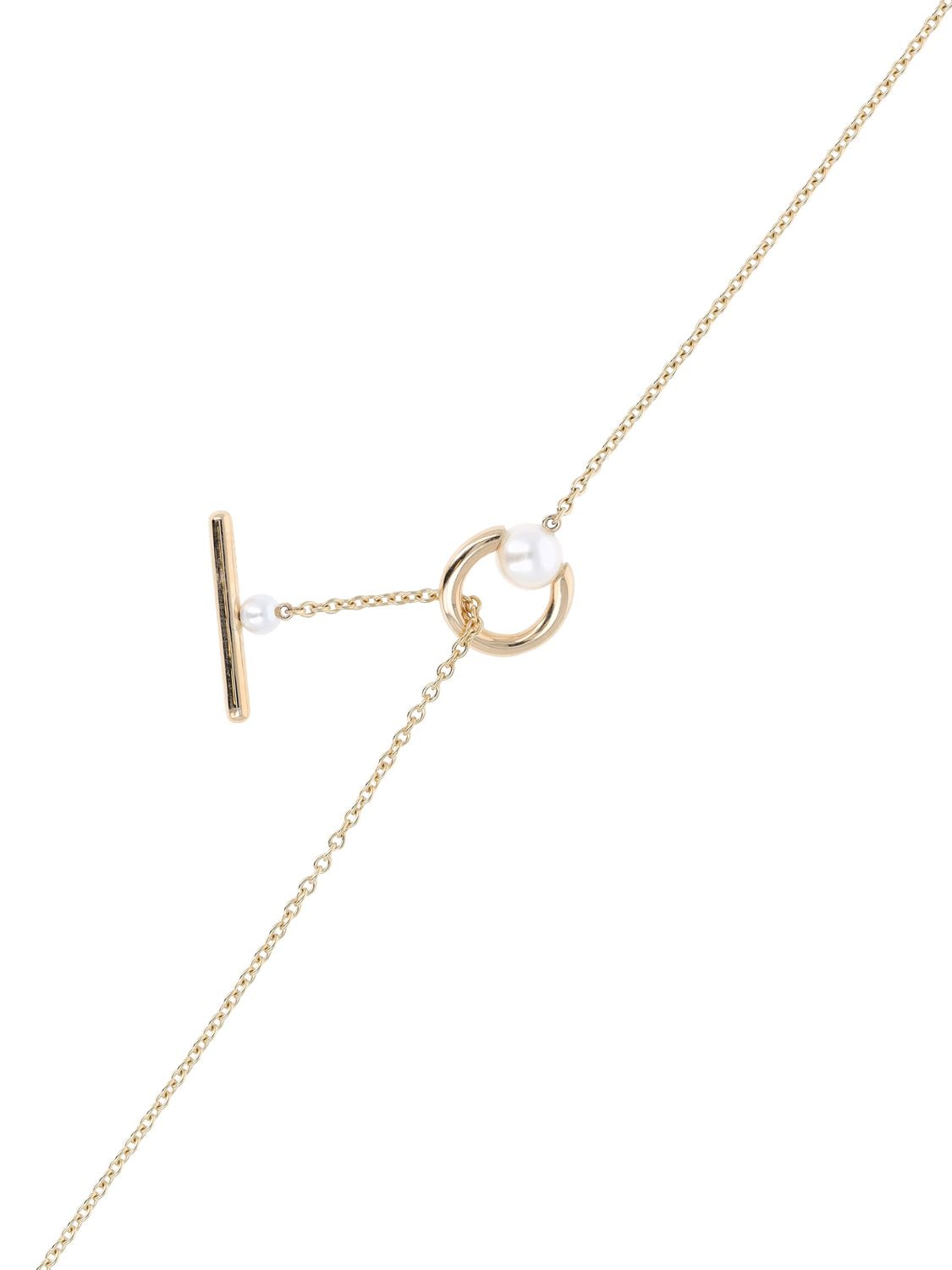 Shop Sophie Bille Brahe Claudia Simple Pearl Collar Necklace In Gold,pearl