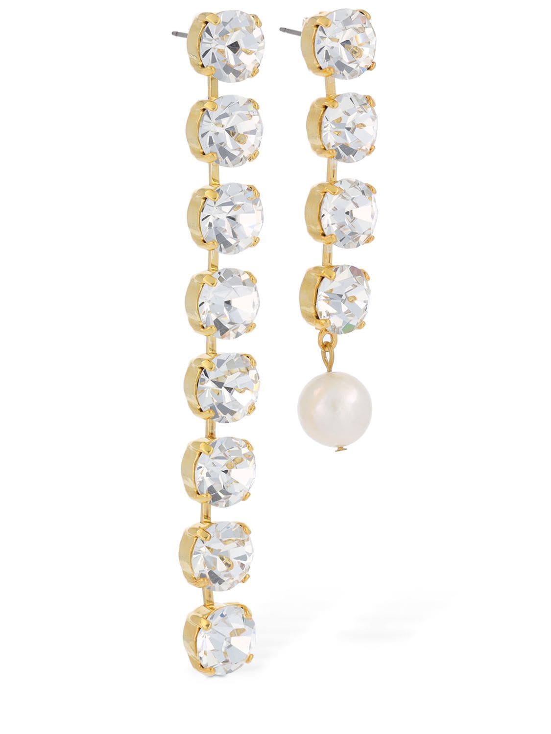 Shop Magda Butrym Asymmetrical Princess Cut Earrings In Crystal,pearl