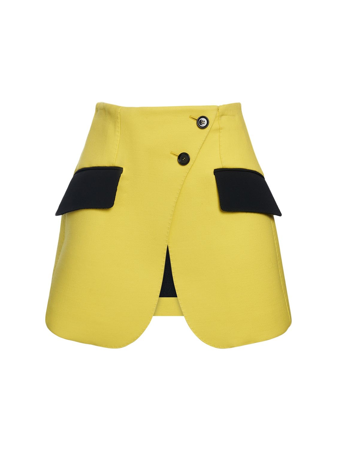 Dolce & Gabbana Asymmetric Wool Gabardine Mini Skirt In Yellow,black
