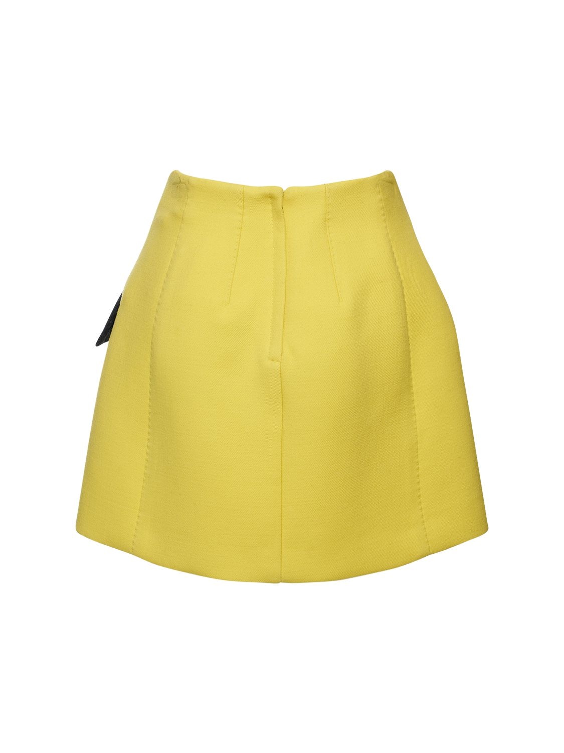 Dolce & Gabbana Asymmetric Wool Gabardine Mini Skirt In Yellow,black