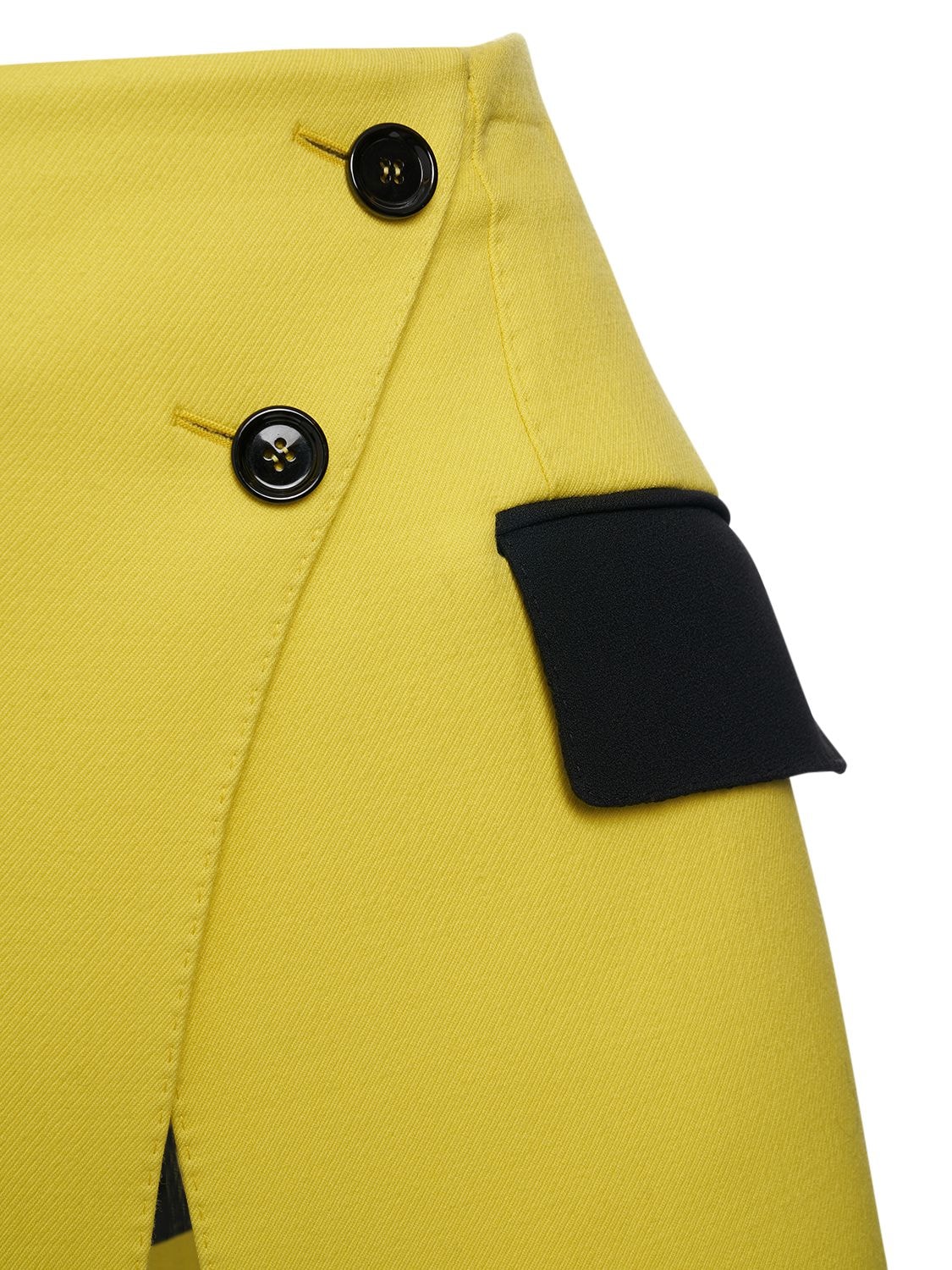 Dolce & Gabbana Asymmetric Wool Gabardine Mini Skirt In Yellow,black