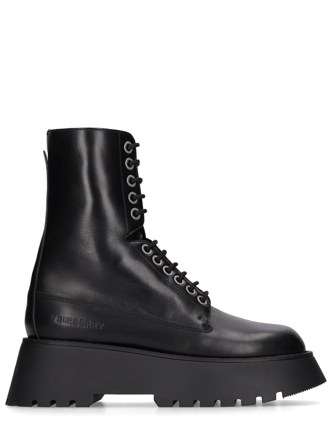 Burberry - 60mm mason grained leather combat boots - Black | Luisaviaroma