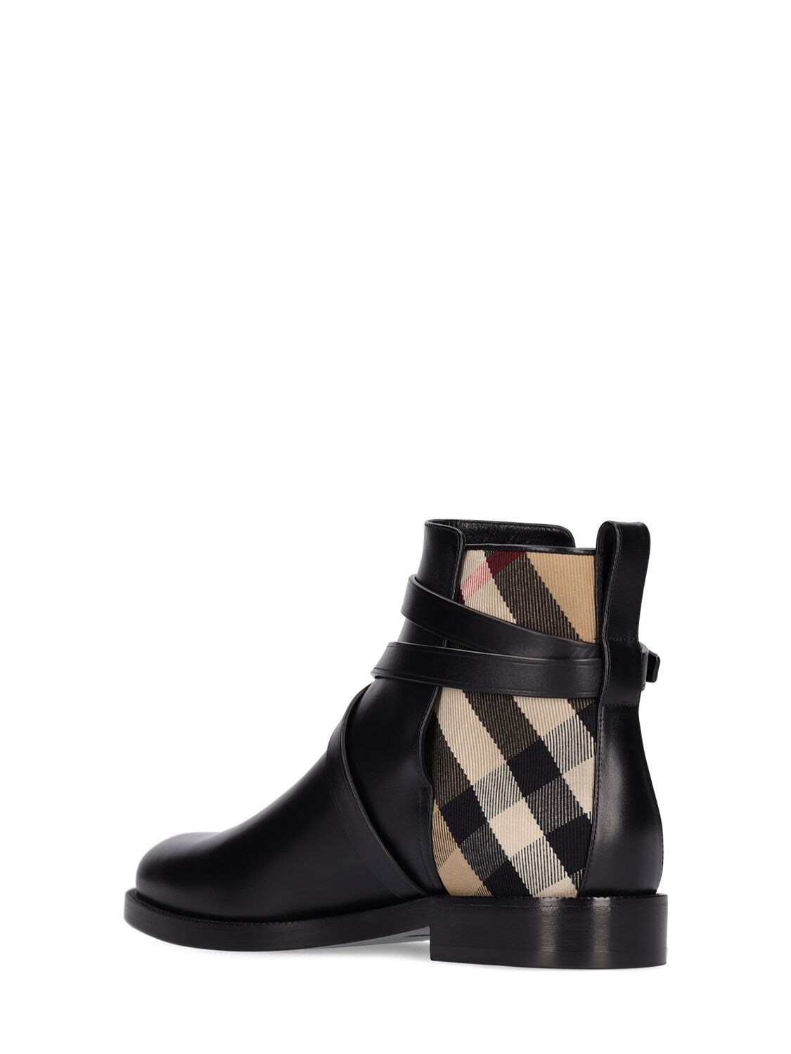 Shop Burberry 20mm New Pryle Leather & Check Boots In Black,multi