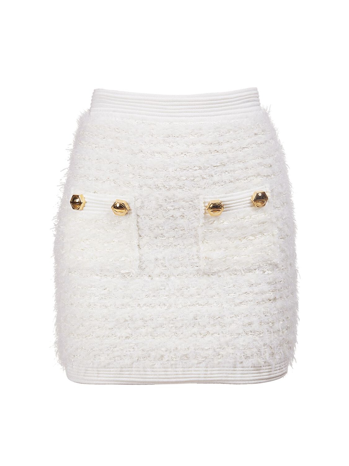 BALMAIN Tweed Lurex Mini Skirt W/ Pockets