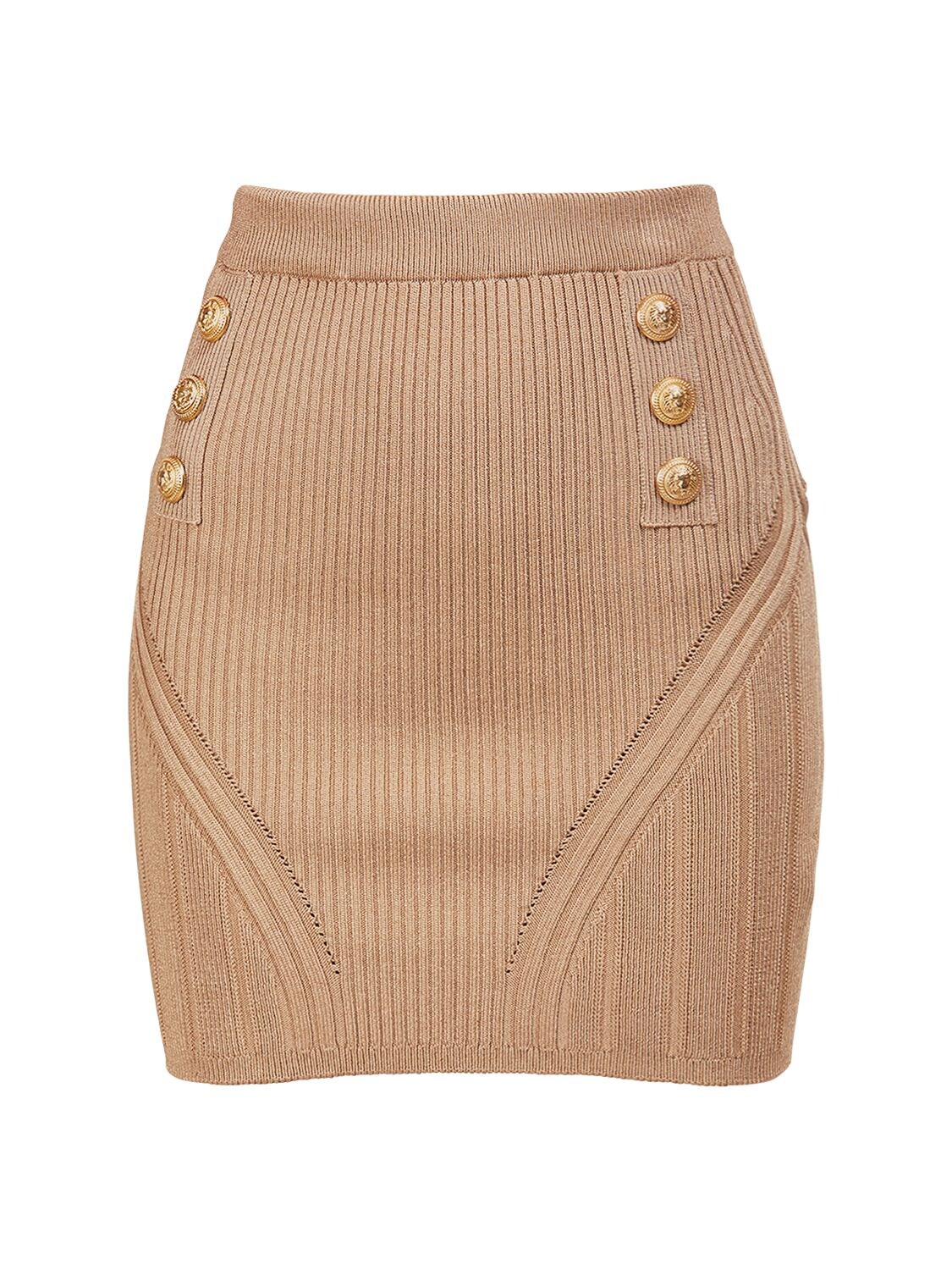 Viscose Blend Ribbed Knit Mini Skirt