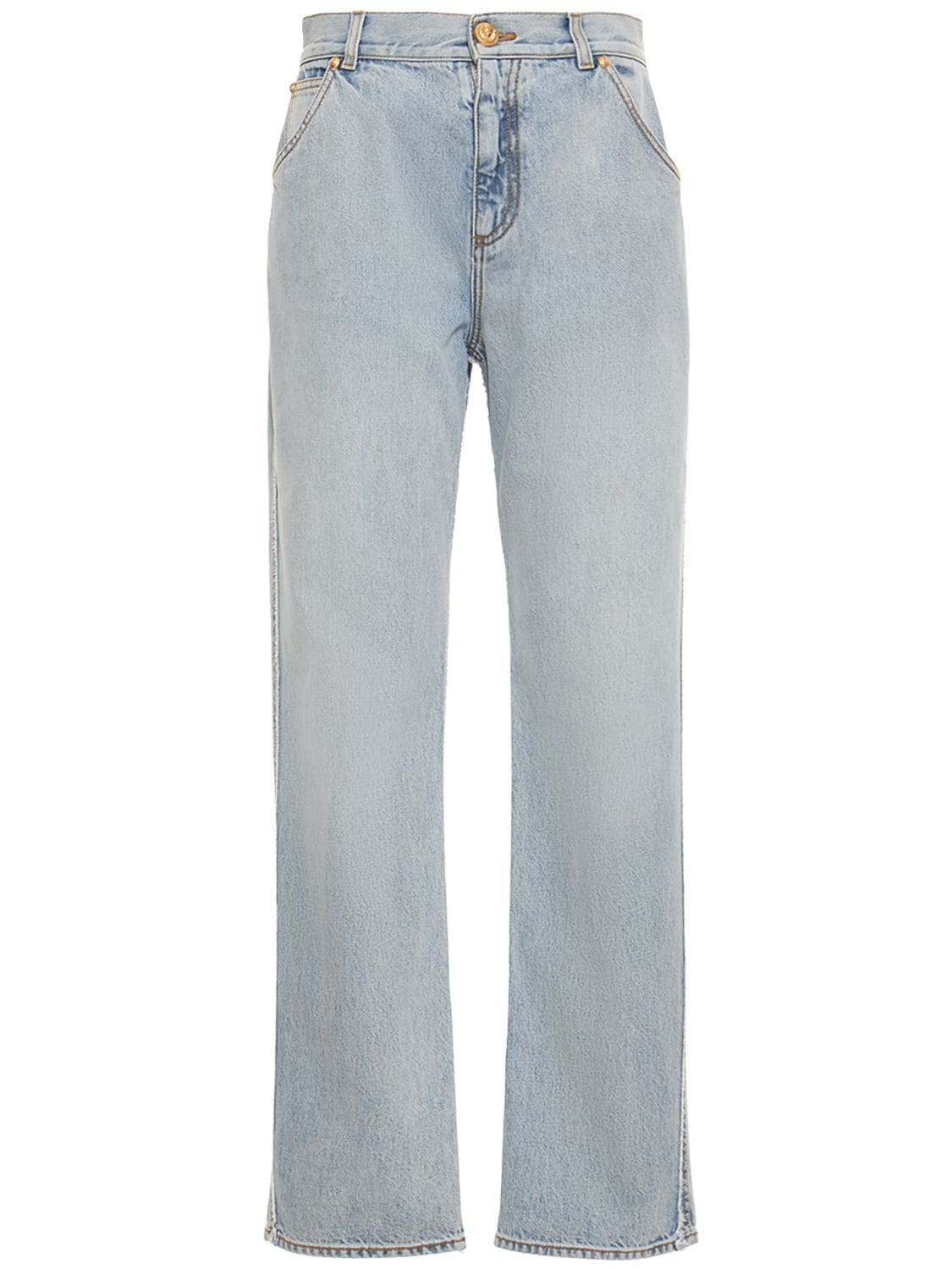 Vintage Cotton Denim Straight Slim Jeans
