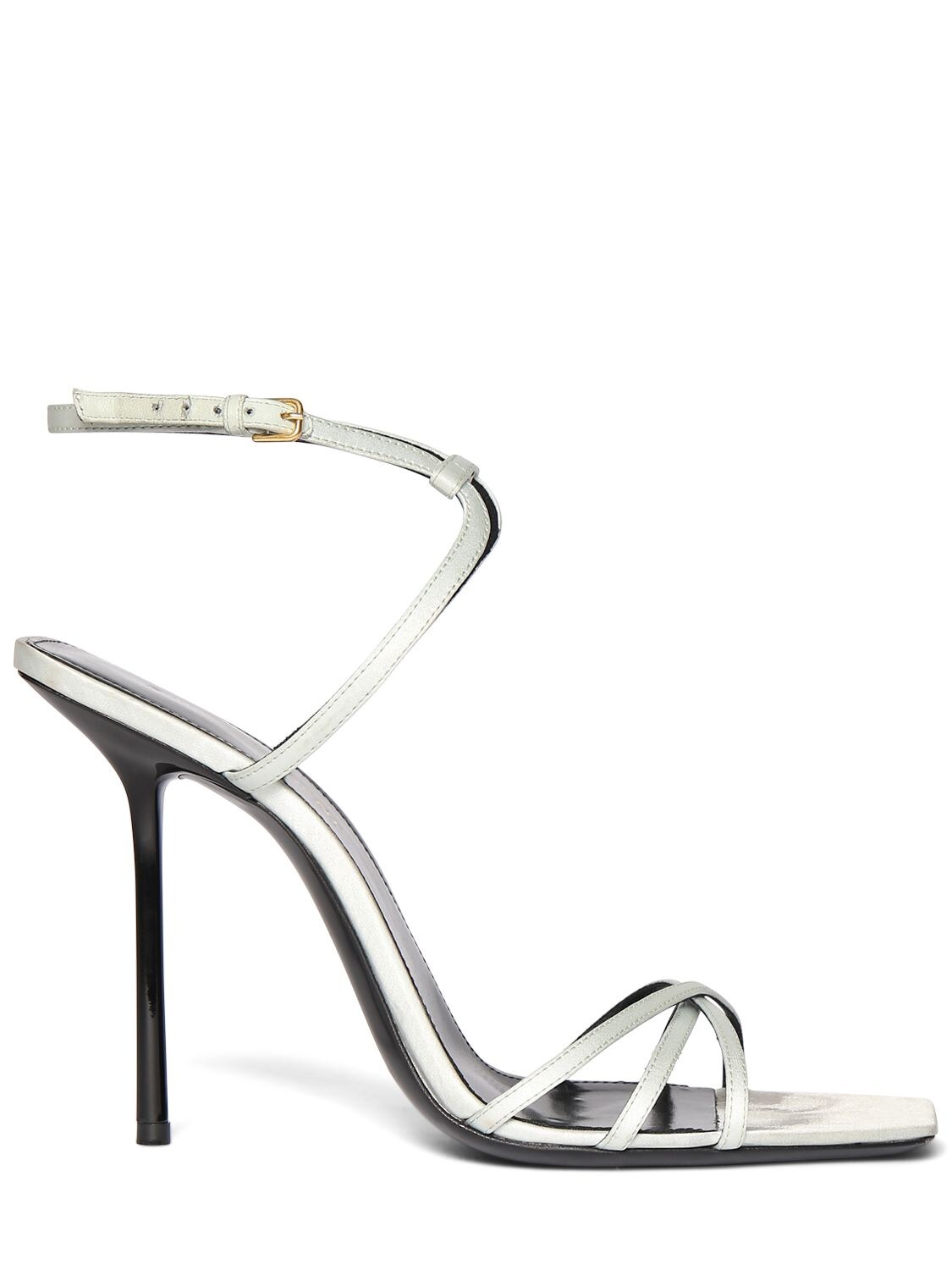 Saint Laurent Nuit Silk Ankle-strap Sandals In Poly Grey 1720