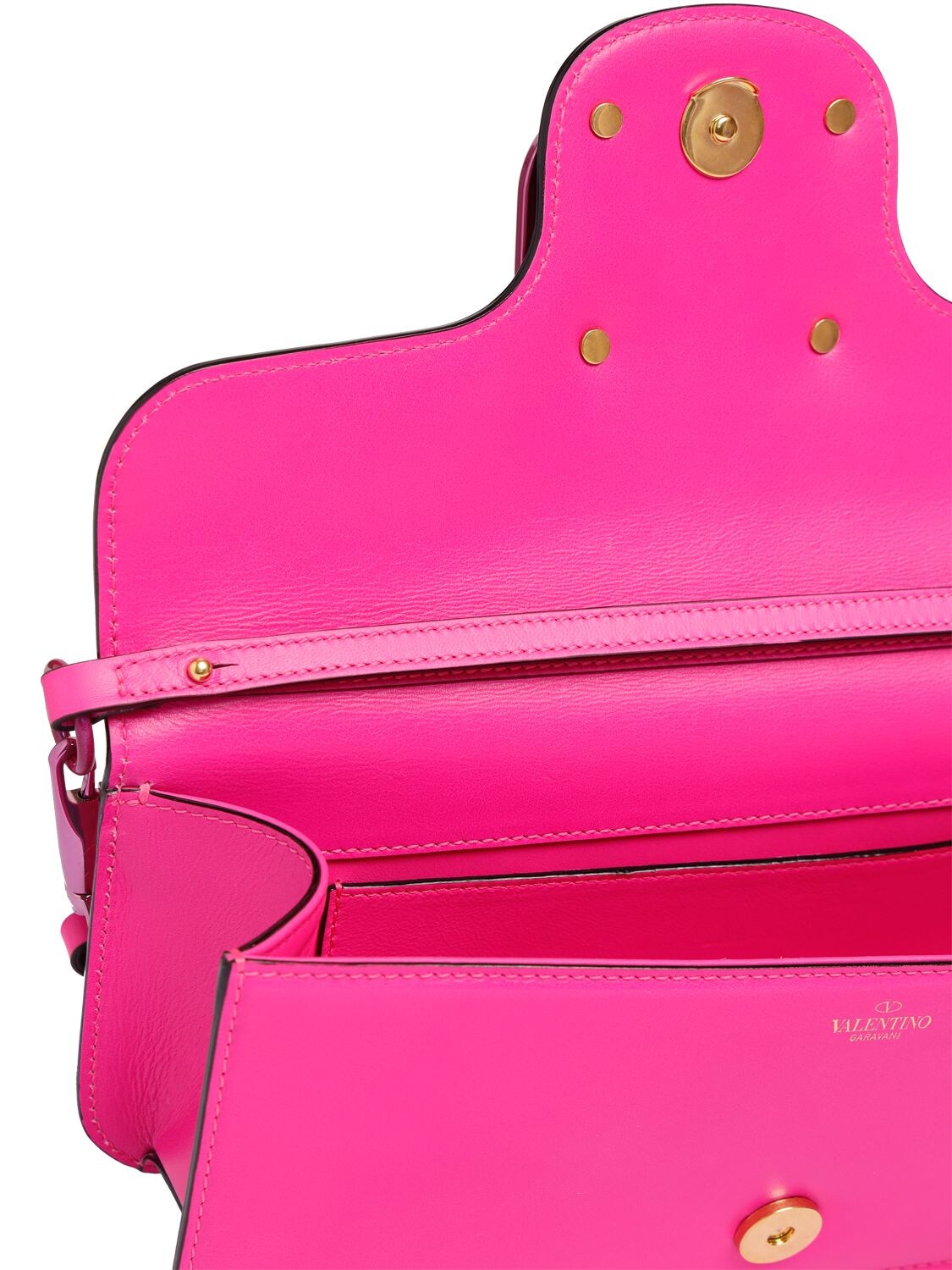 Shop Valentino V Logo Leather Shoulder Bag In Uwt Pink Pp