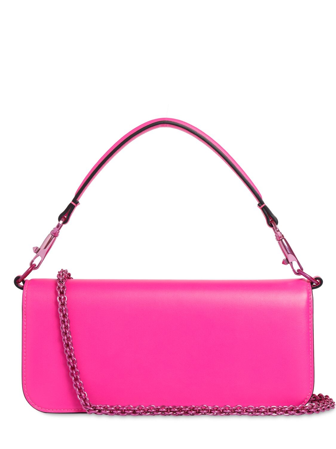 Shop Valentino V Logo Leather Shoulder Bag In Uwt Pink Pp