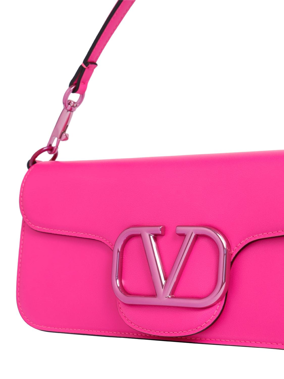 Shop Valentino V Logo Leather Shoulder Bag In Uwt Pink Pp