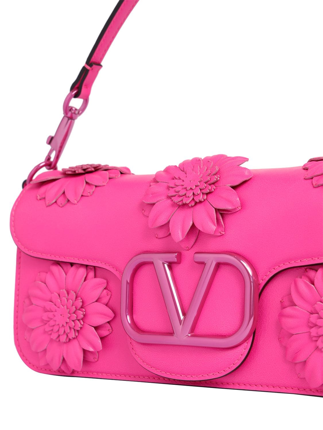 Valentino Garavani Women's Loco Flower Leather Shoulder Bag In Pink ModeSens