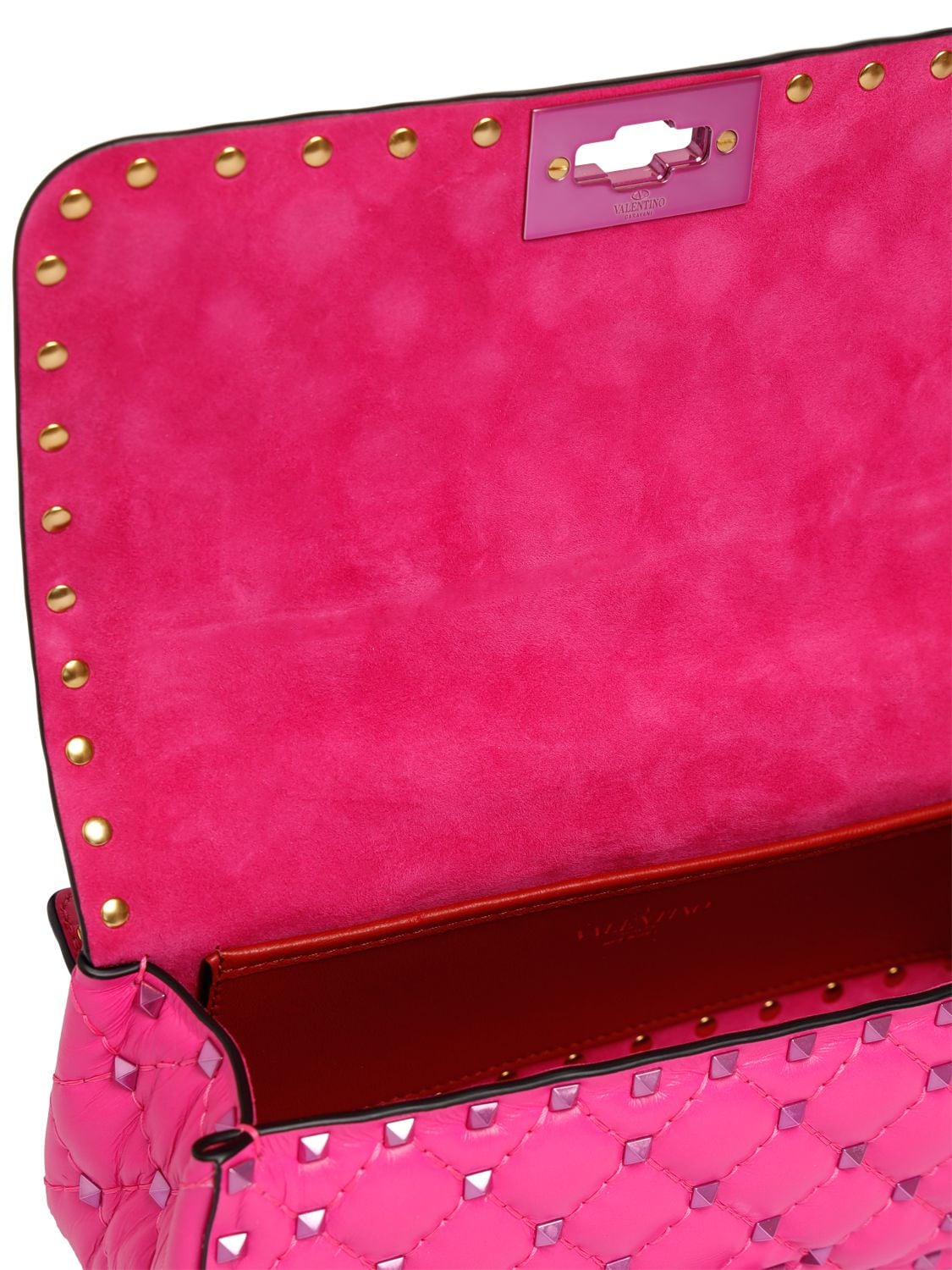 Shop Valentino Small Rockstud Leather Shoulder Bag In Uwt Pink Pp