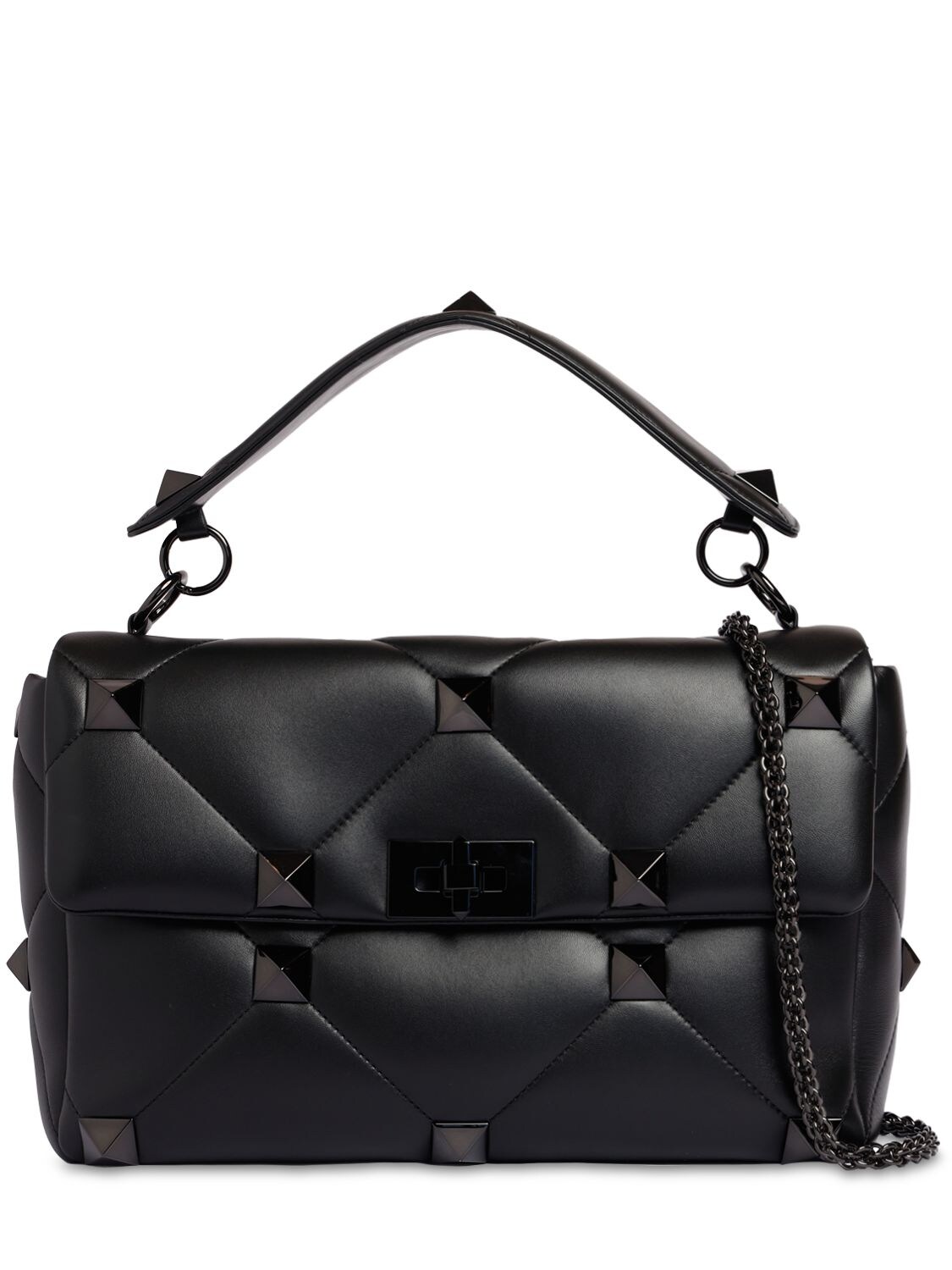 Valentino Garavani Valentino Roman Stud Maxi Shoulder Bag in Nero