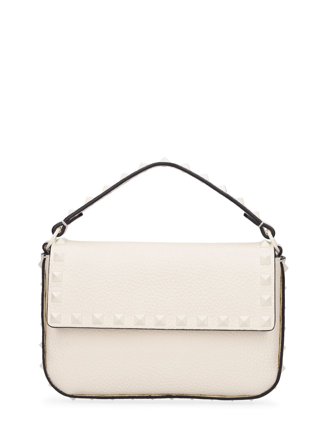 Valentino Garavani Small Rockstud Leather Top Handle Bag In Ivory ...