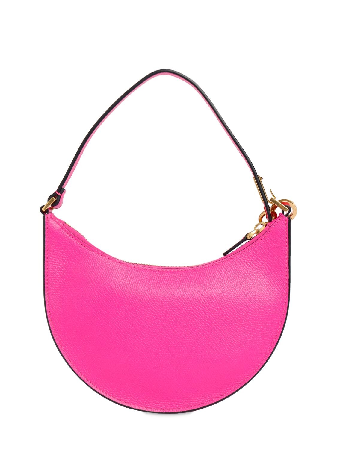 Shop Valentino Mini V Logo Signature Leather Hobo Bag In Uwt Pink Pp