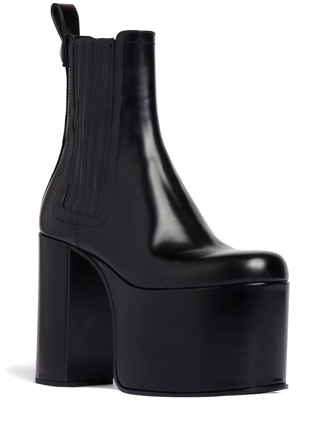 Shop Valentino 125mm Beatle Leather Platform Boots In Black