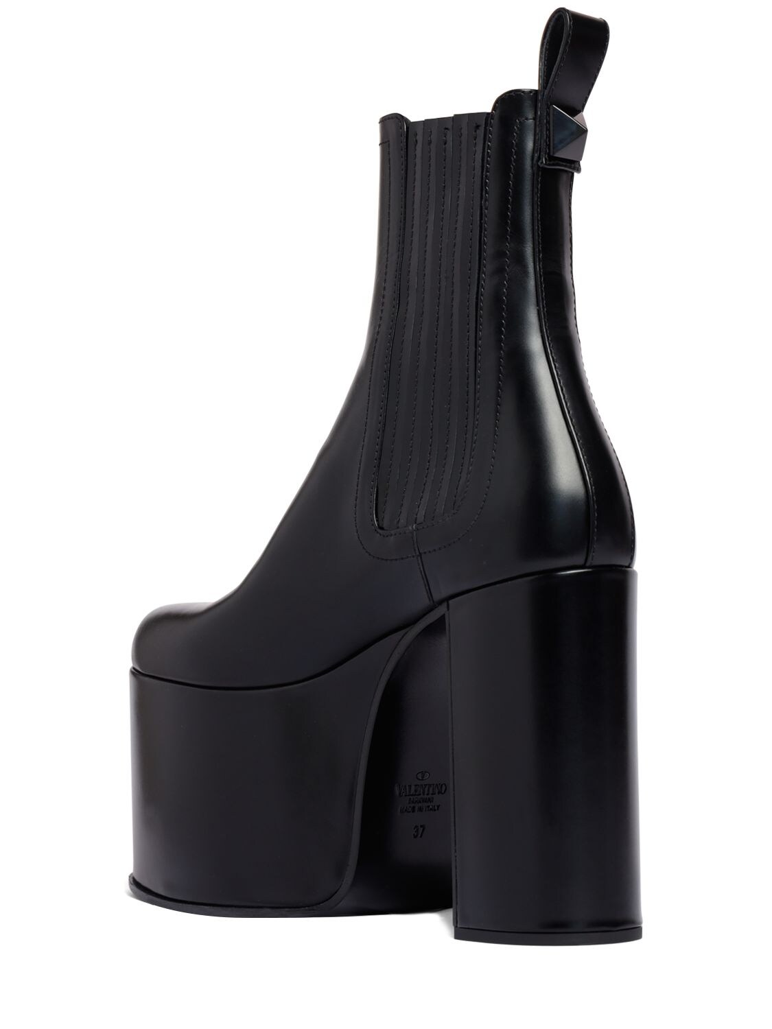 Shop Valentino 125mm Beatle Leather Platform Boots In Black