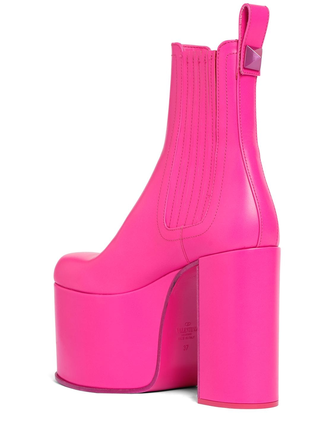 Shop Valentino 125mm Beatle Leather Platform Boots In Fuchsia