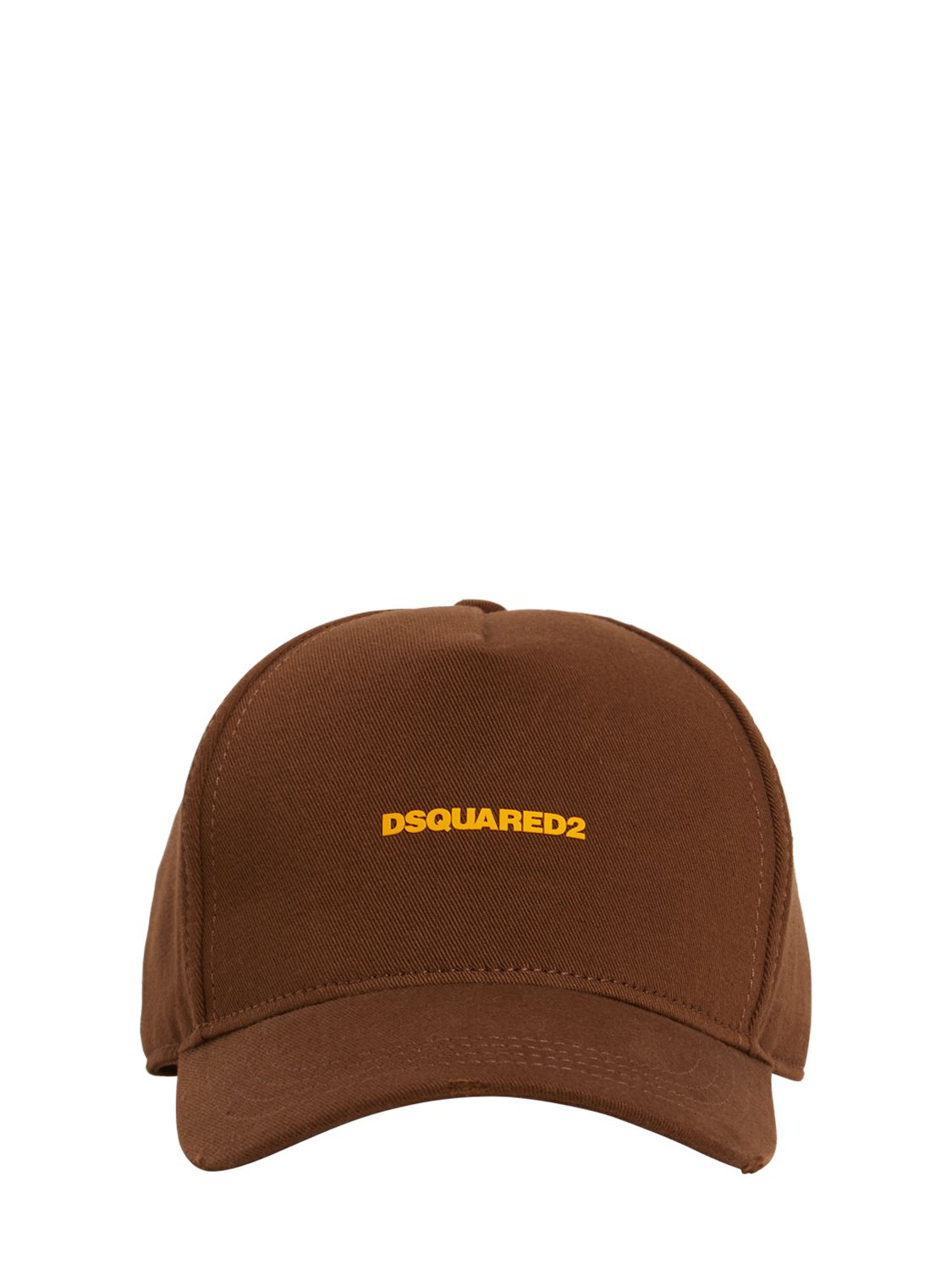 Dsquared2 Mini Logo Cotton Gabardine Cap In Hazelnut,ocher