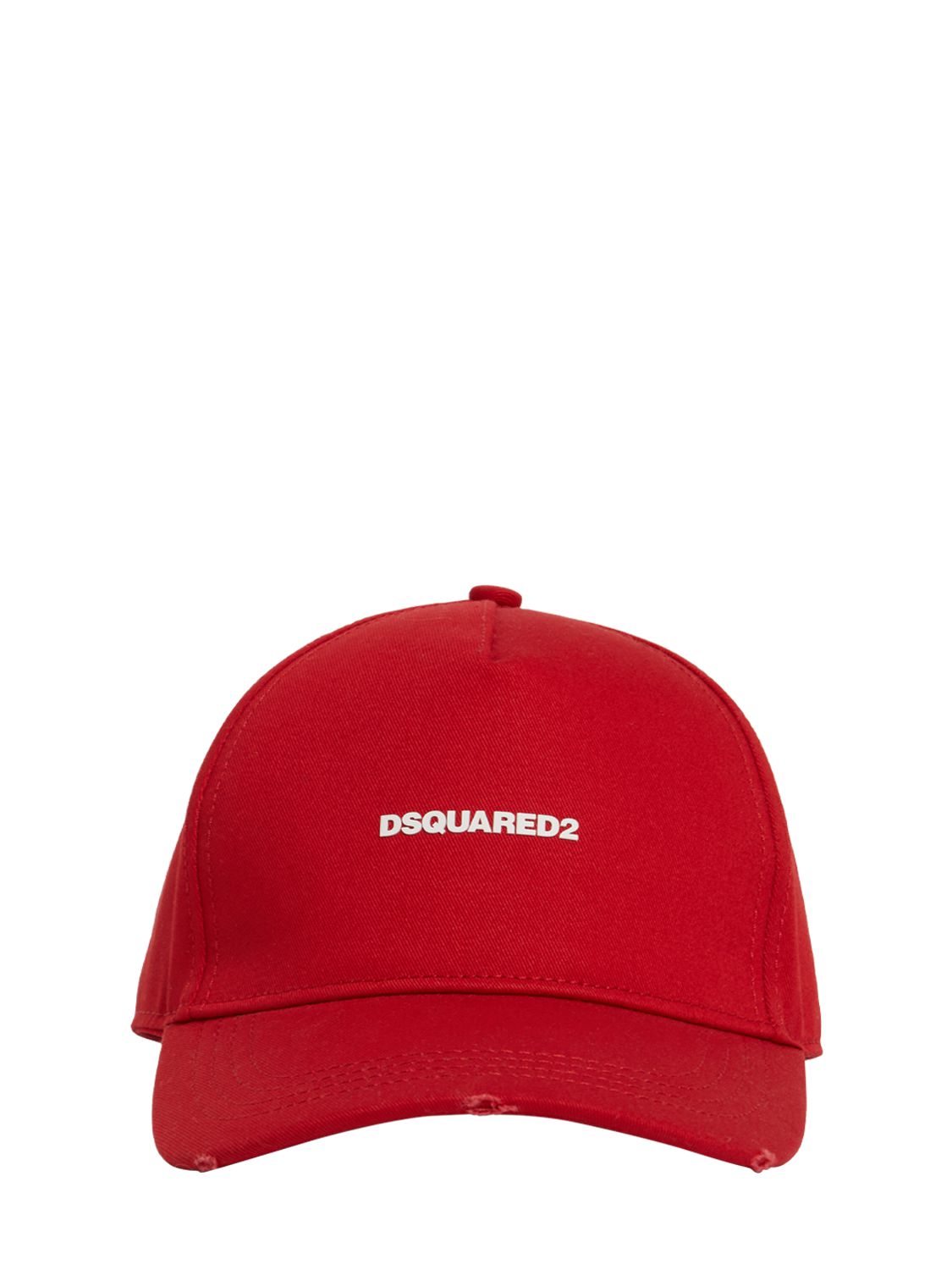 Dsquared2 Mini Logo Cotton Gabardine Cap In Red,white
