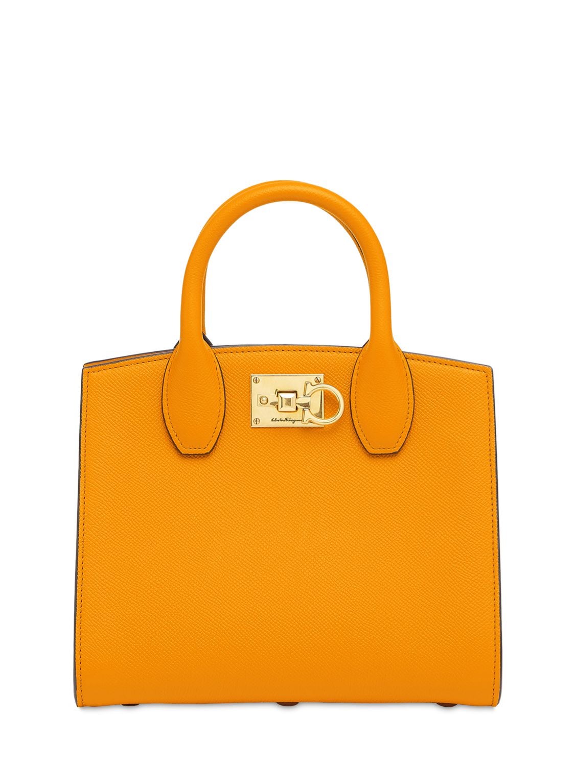 Salvatore Ferragamo The Studio Mini Leather Top Handle Bag In Olivello ...
