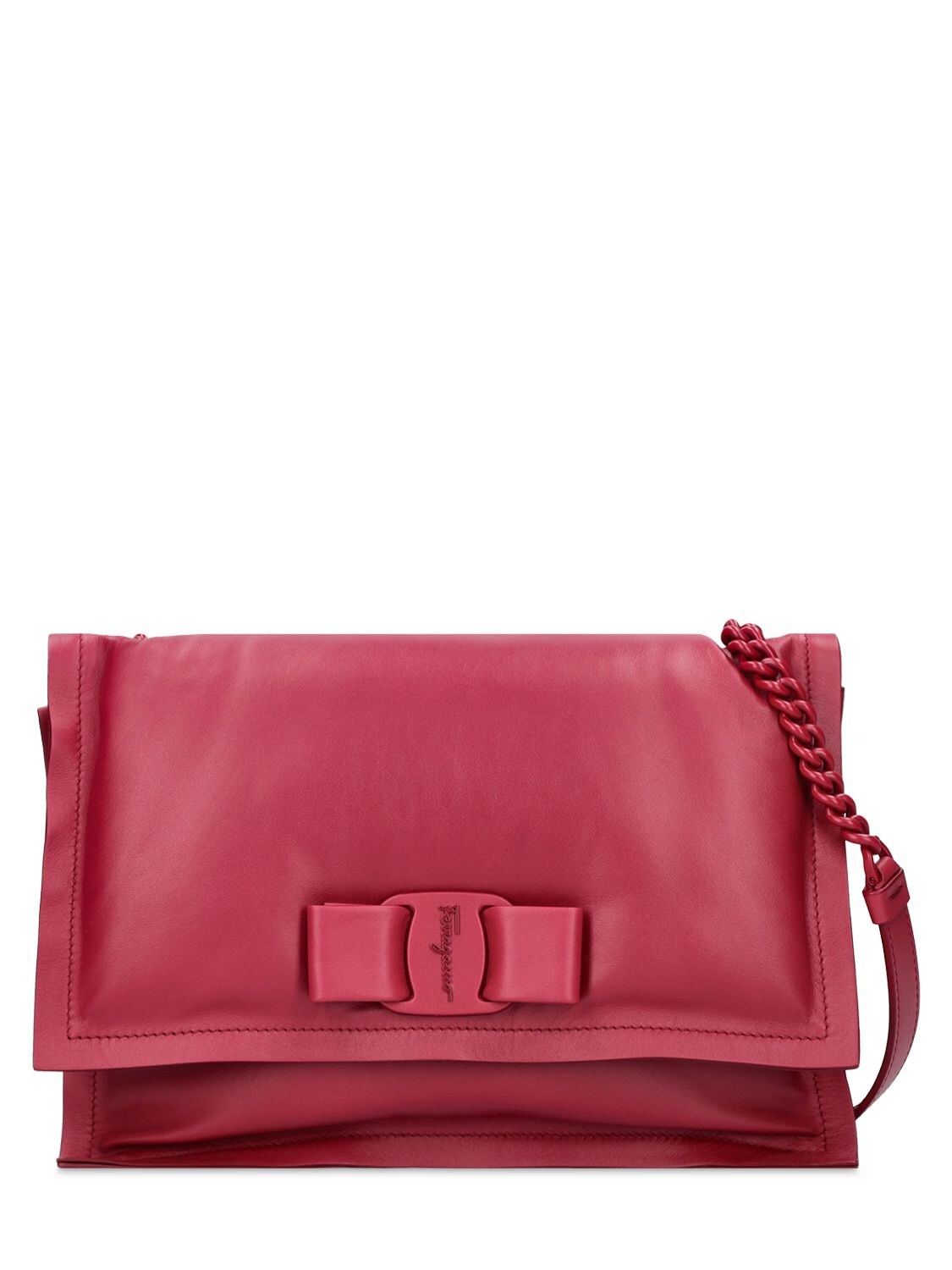 Ferragamo Viva Embossed Leather Shoulder Bag In Melagrana | ModeSens