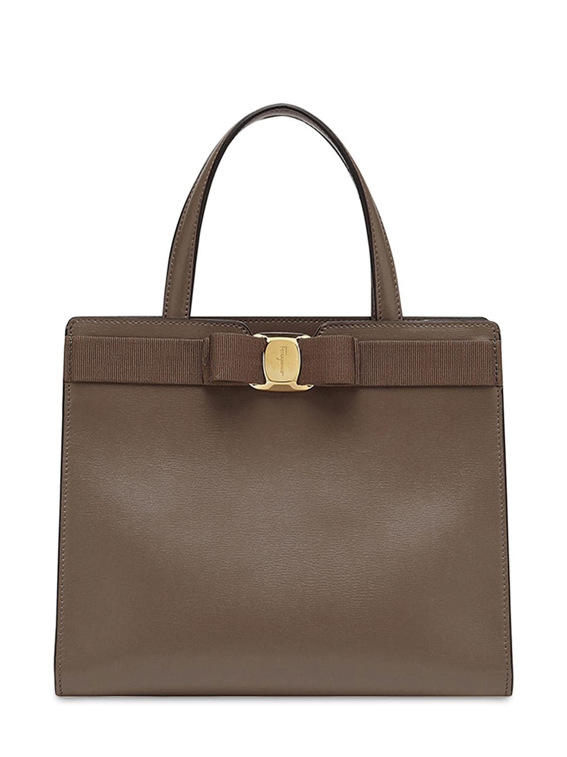 Salvatore Ferragamo New Vera Leather Top Handle Bag In Caraway Seed ...
